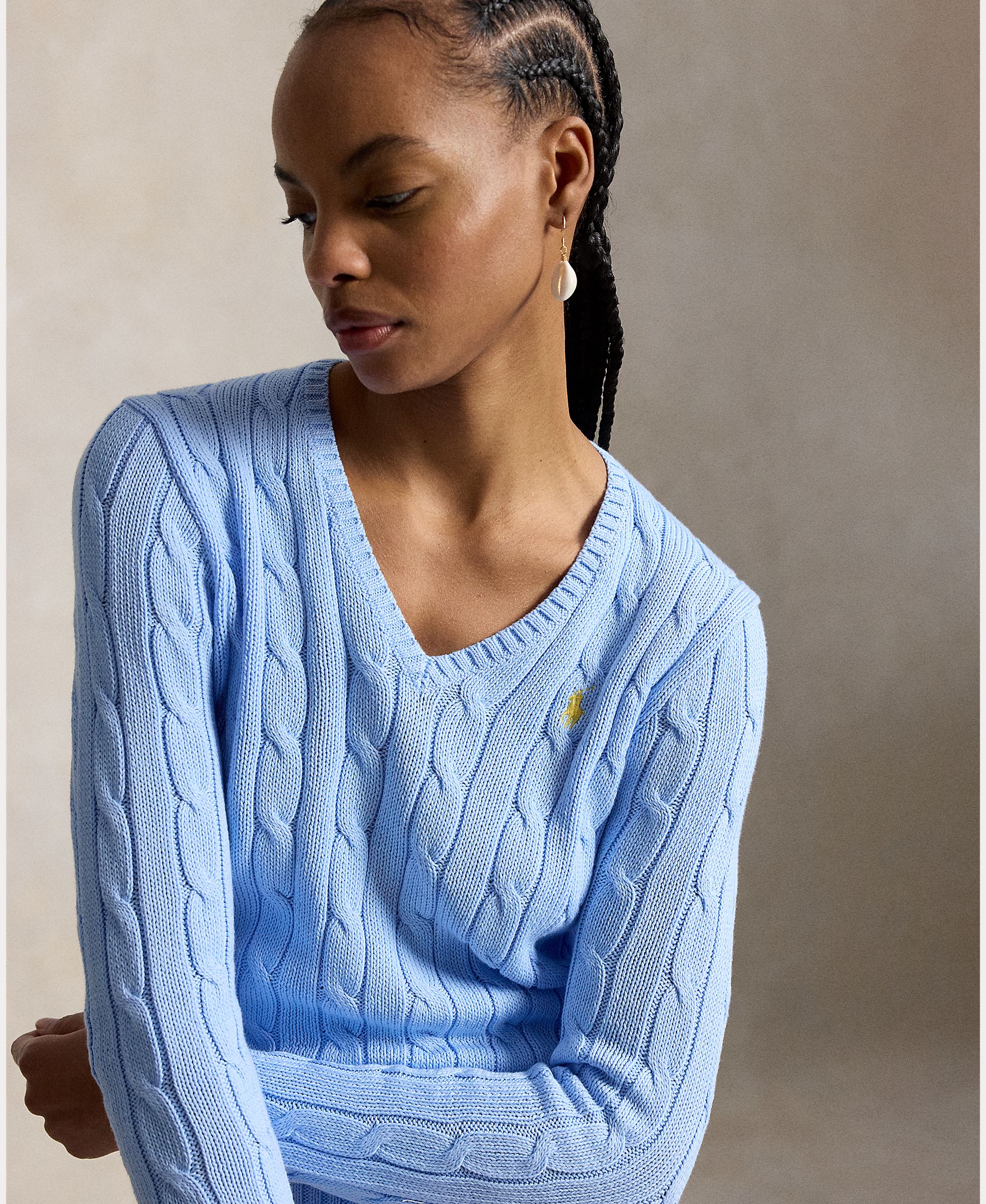 Camisola de malha do cabo de algodão Porcelana-5