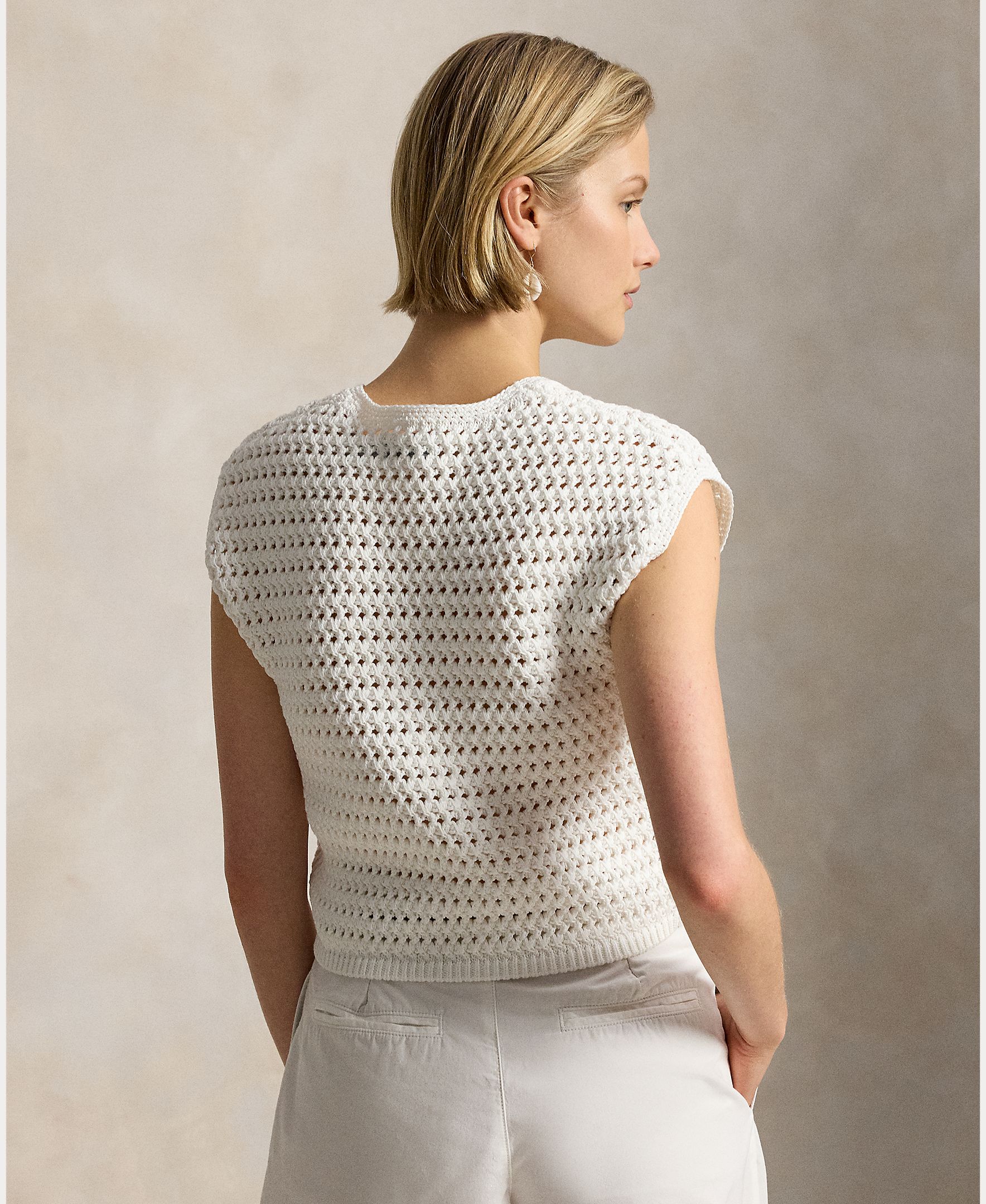 Camisola de Malha de Algodão com Big Pony Branco-3