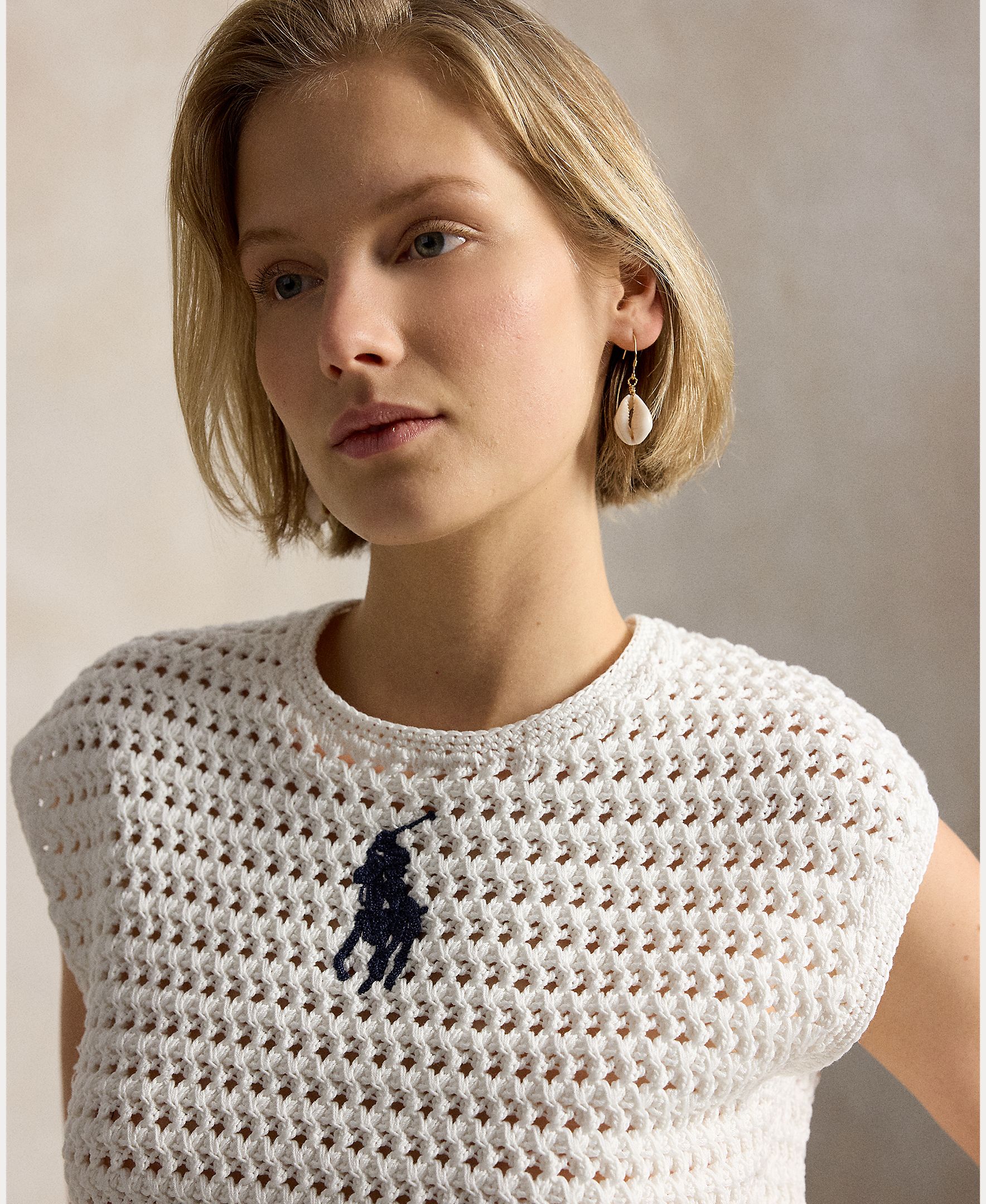 Camisola de Malha de Algodão com Big Pony Branco-4