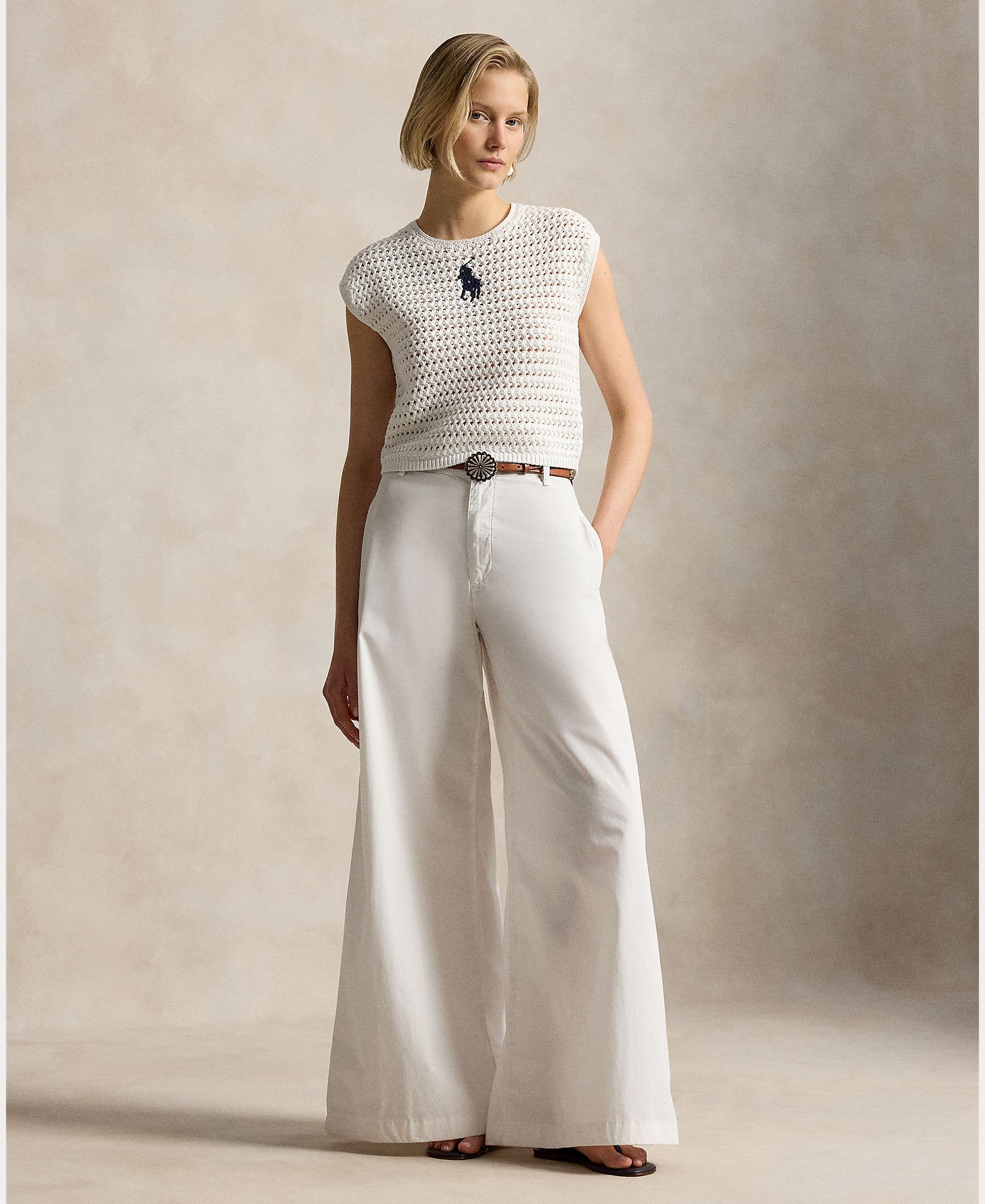 Camisola de Malha de Algodão com Big Pony Branco-6