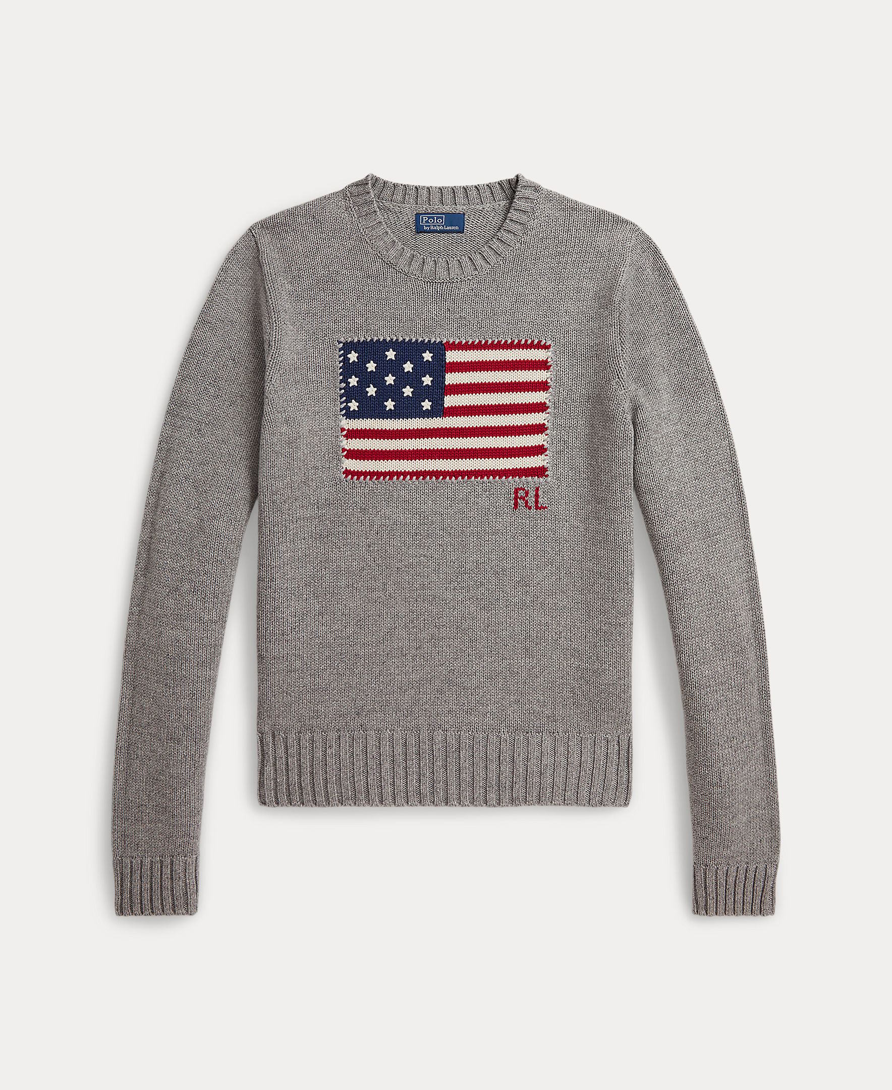Camisola de Malha de Algodão com Bandeira Cinzento-5