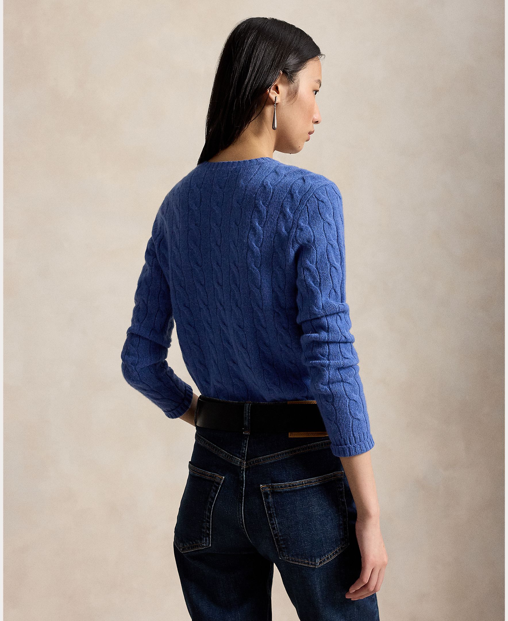 Jersey de mujer de lana y cachemira en punto de ochos - Polo Ralph Lauren - Azulón Azulón-3