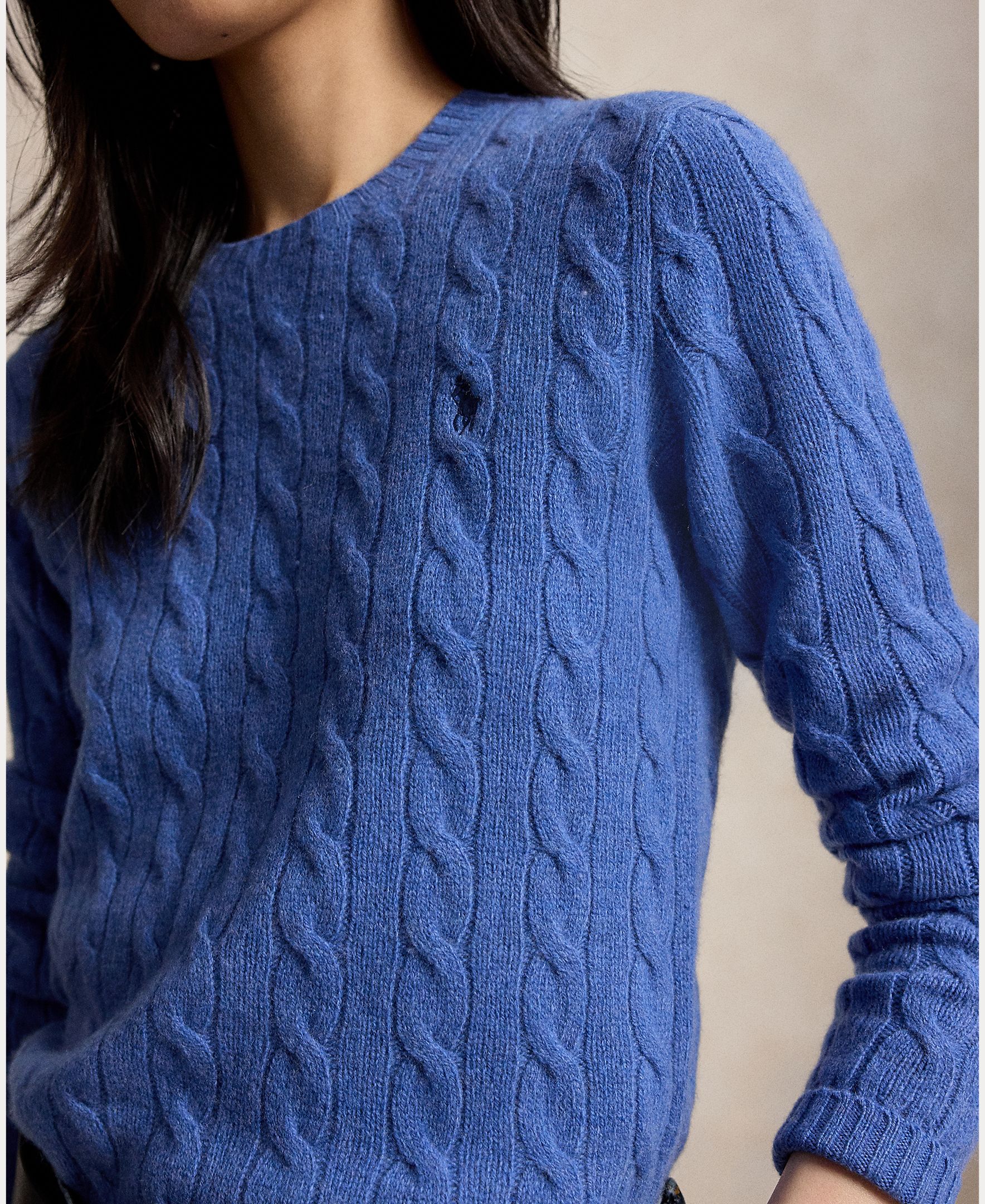 Jersey de mujer de lana y cachemira en punto de ochos - Polo Ralph Lauren - Azulón Azulón-4