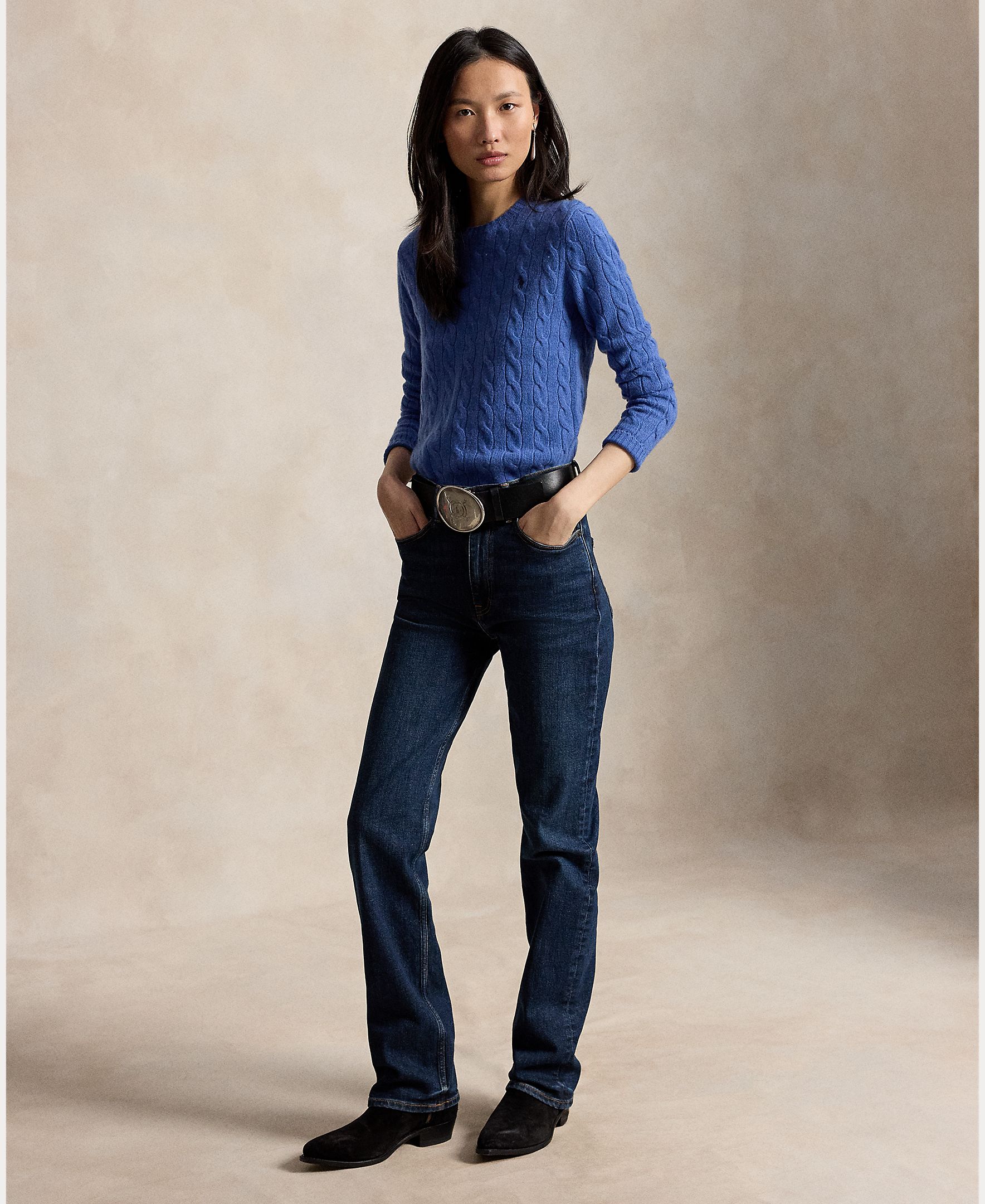 Jersey de mujer de lana y cachemira en punto de ochos - Polo Ralph Lauren - Azulón Azulón-5