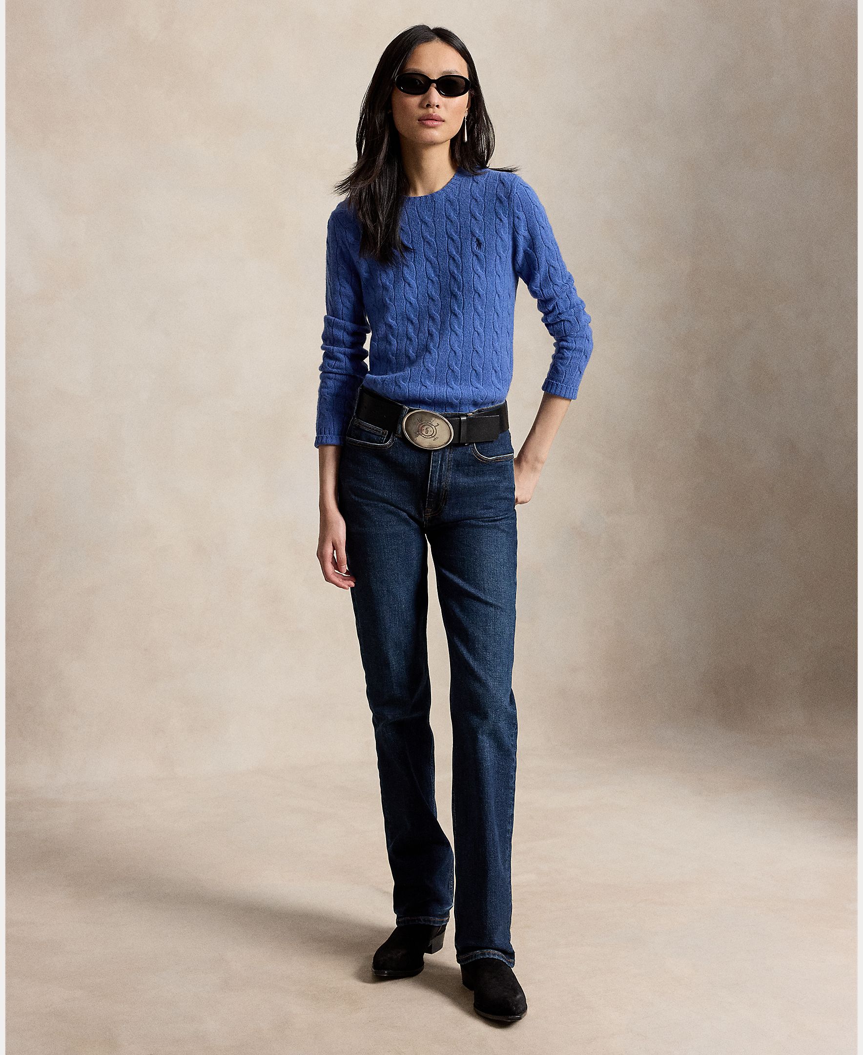 Jersey de mujer de lana y cachemira en punto de ochos - Polo Ralph Lauren - Azulón Azulón-7