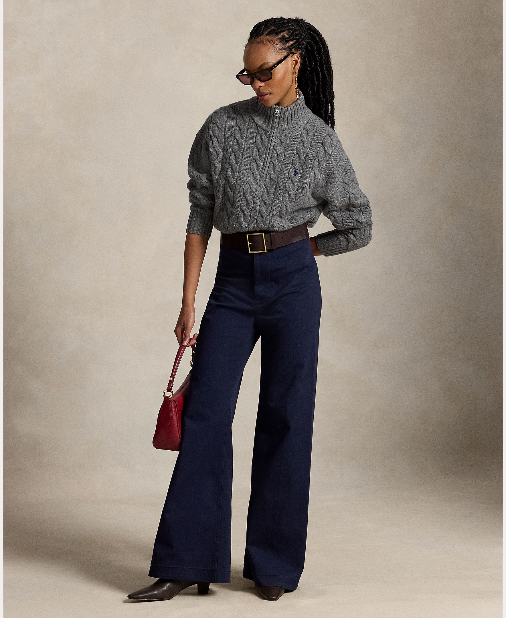 Imagen 7 de Jersey de mujer de lana y cachemira en punto de ochos - Polo Ralph Lauren - Gris oscuro Gris oscuro