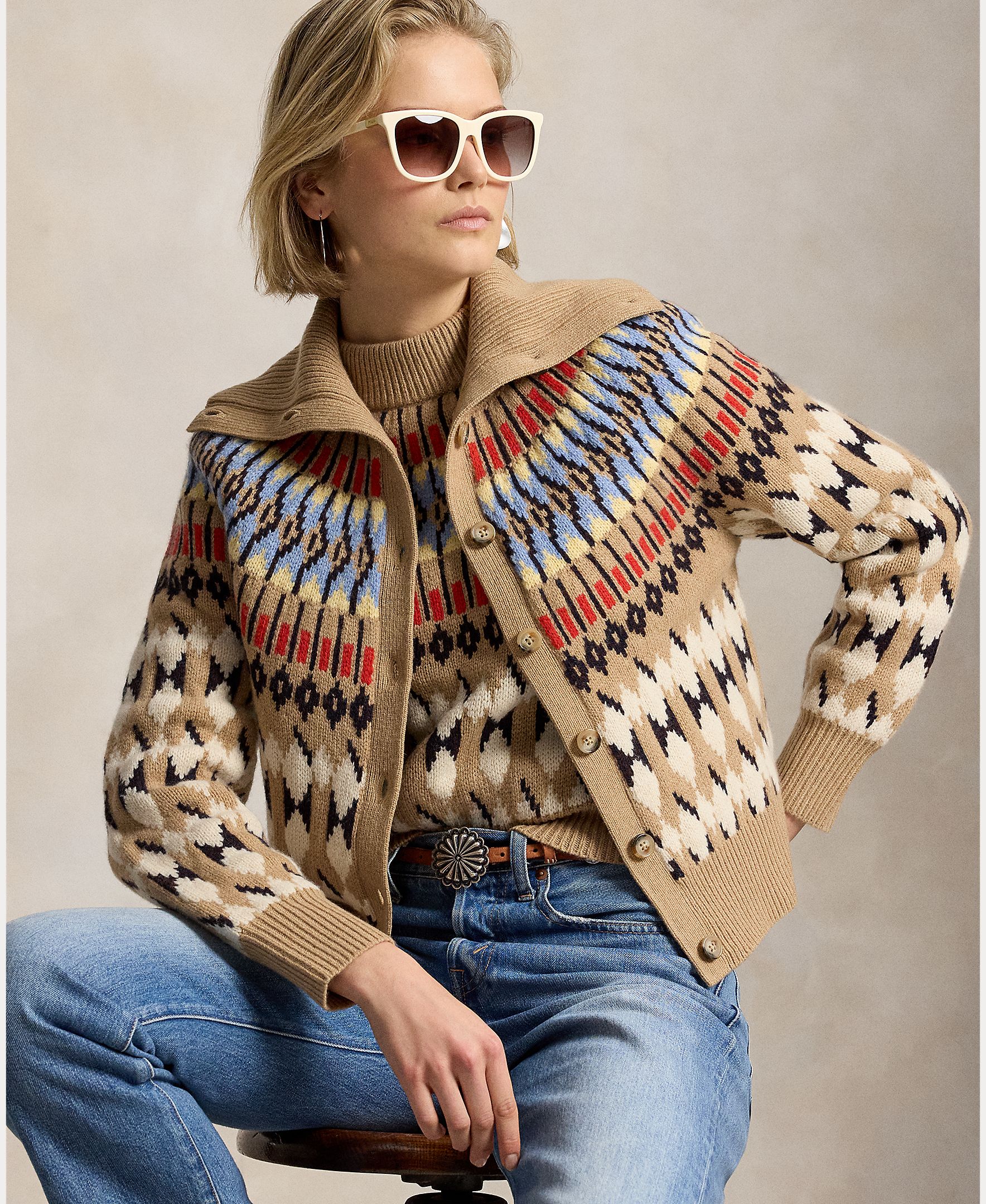 Colete de Lã e Caxemira com Estampado Camel-5