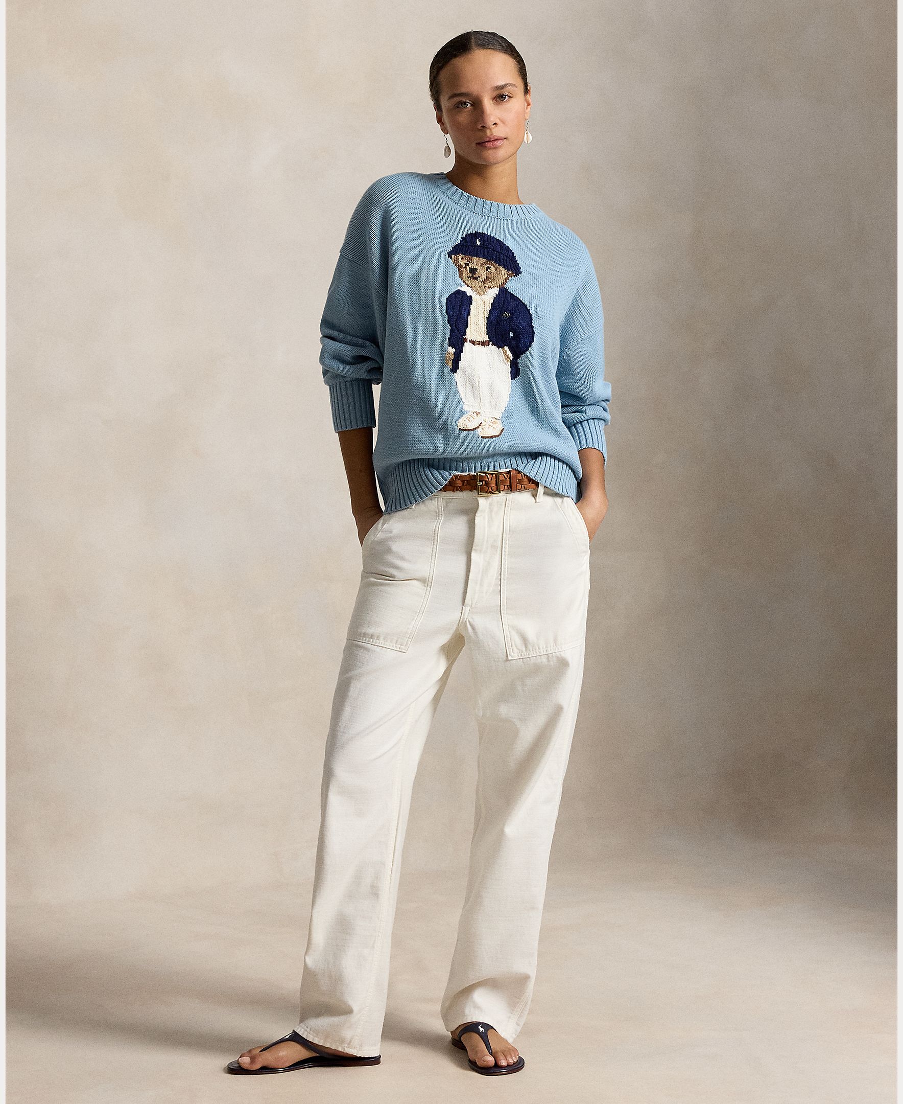 Camisola de Malha com Decote Redondo e Polo Bear Azul-porcelana-6