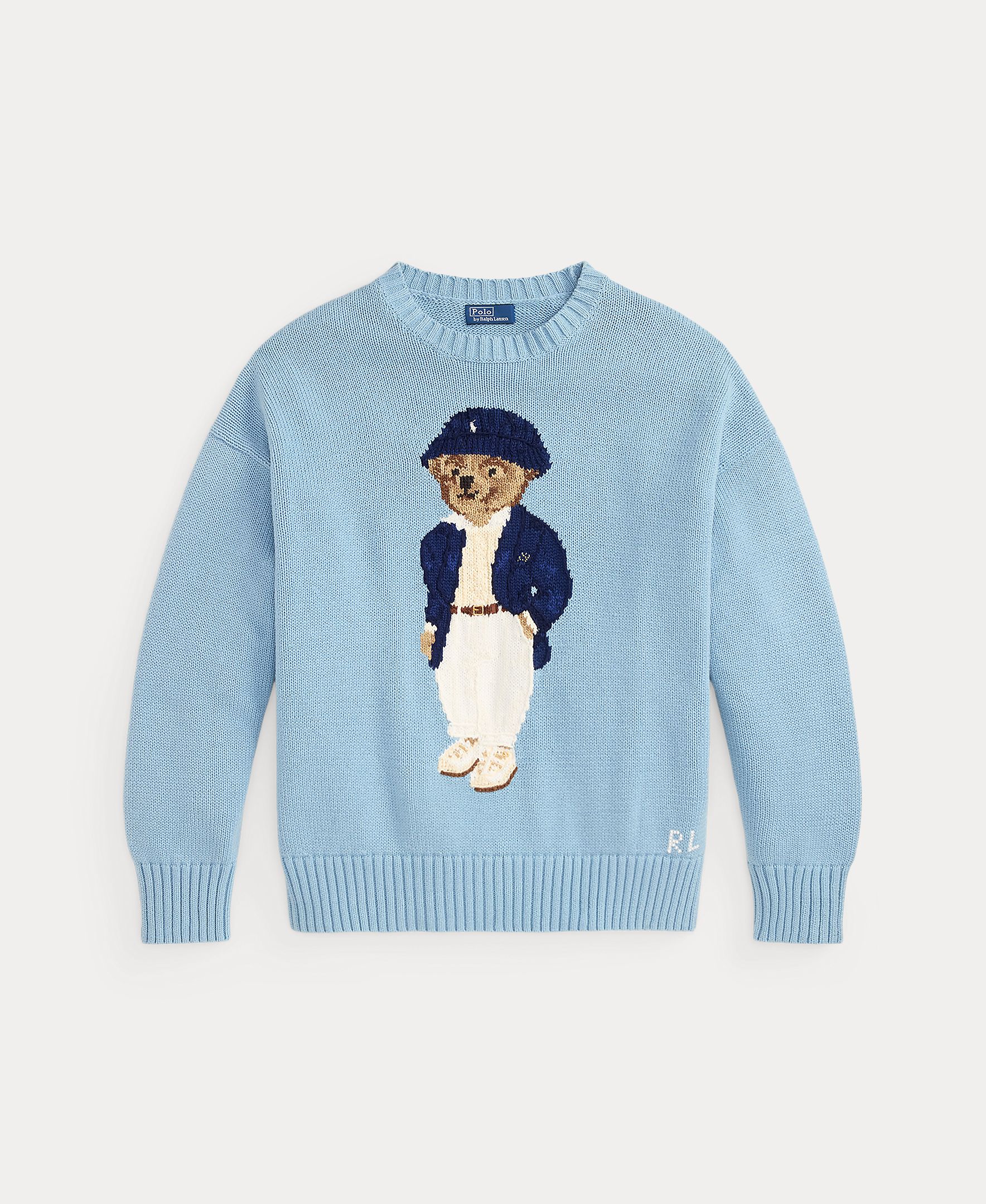 Camisola de Malha com Decote Redondo e Polo Bear Azul-porcelana-5