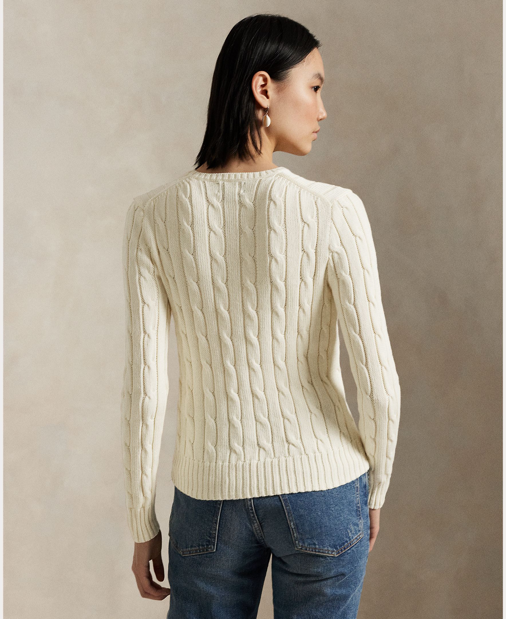 Jersey de mujer de lana y cachemira en punto de ochos - Polo Ralph Lauren - Blanco Blanco-3
