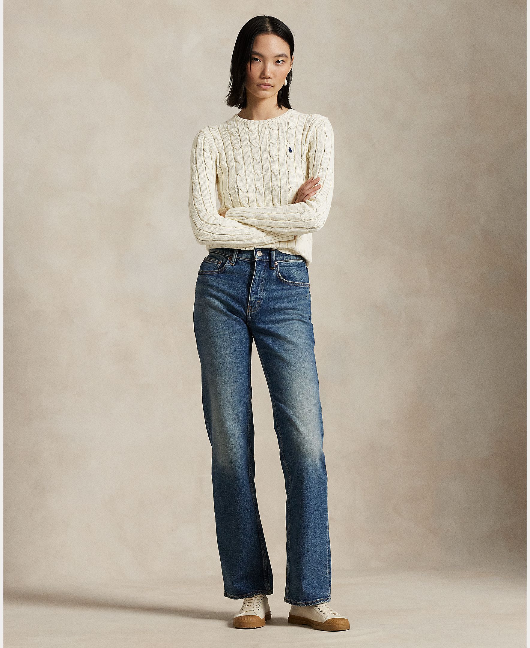 Jersey de mujer de lana y cachemira en punto de ochos - Polo Ralph Lauren - Blanco Blanco-7