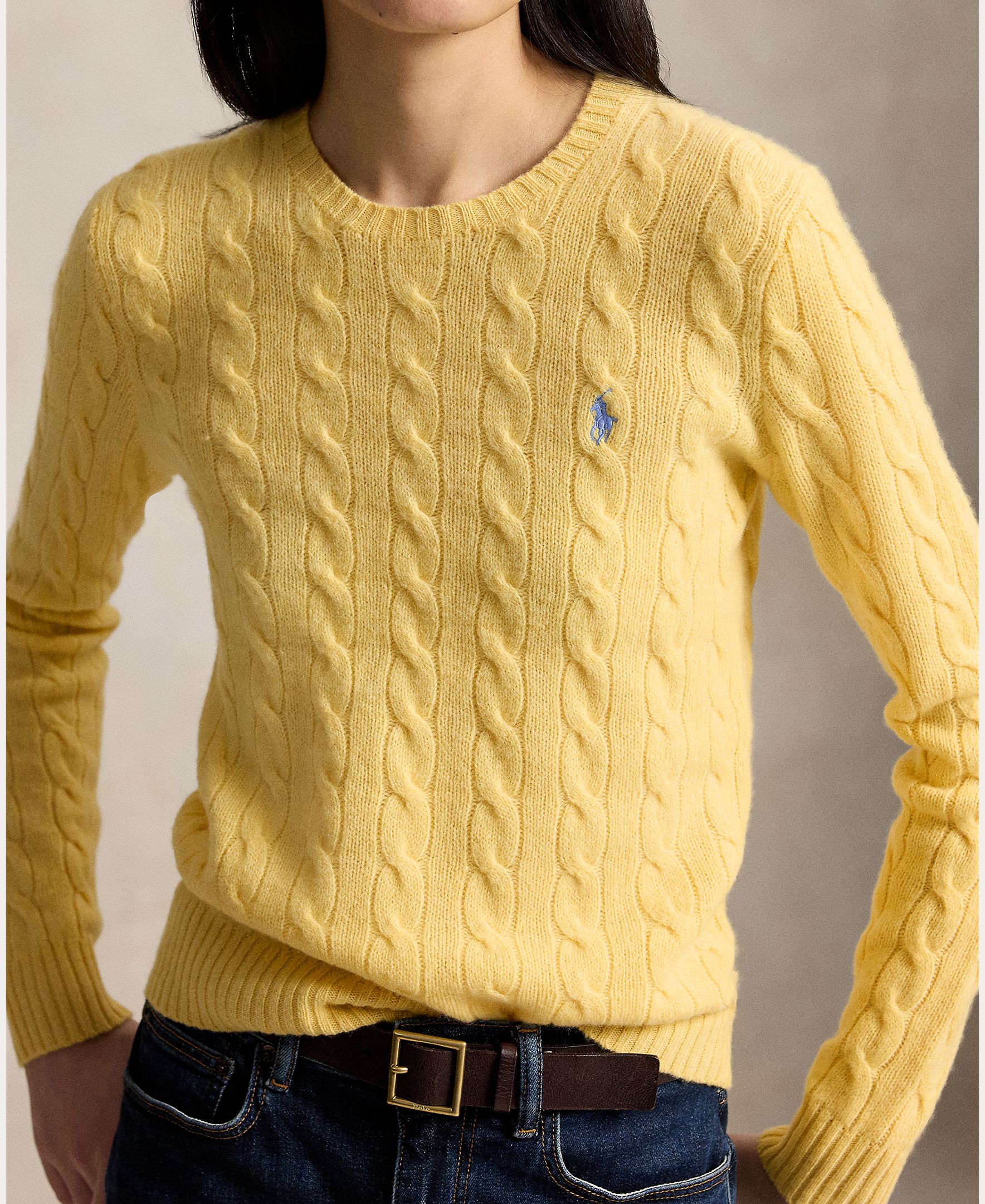 Camisola de Malha de Lã e Caxemira em Malha do Cabo Amarelo-4