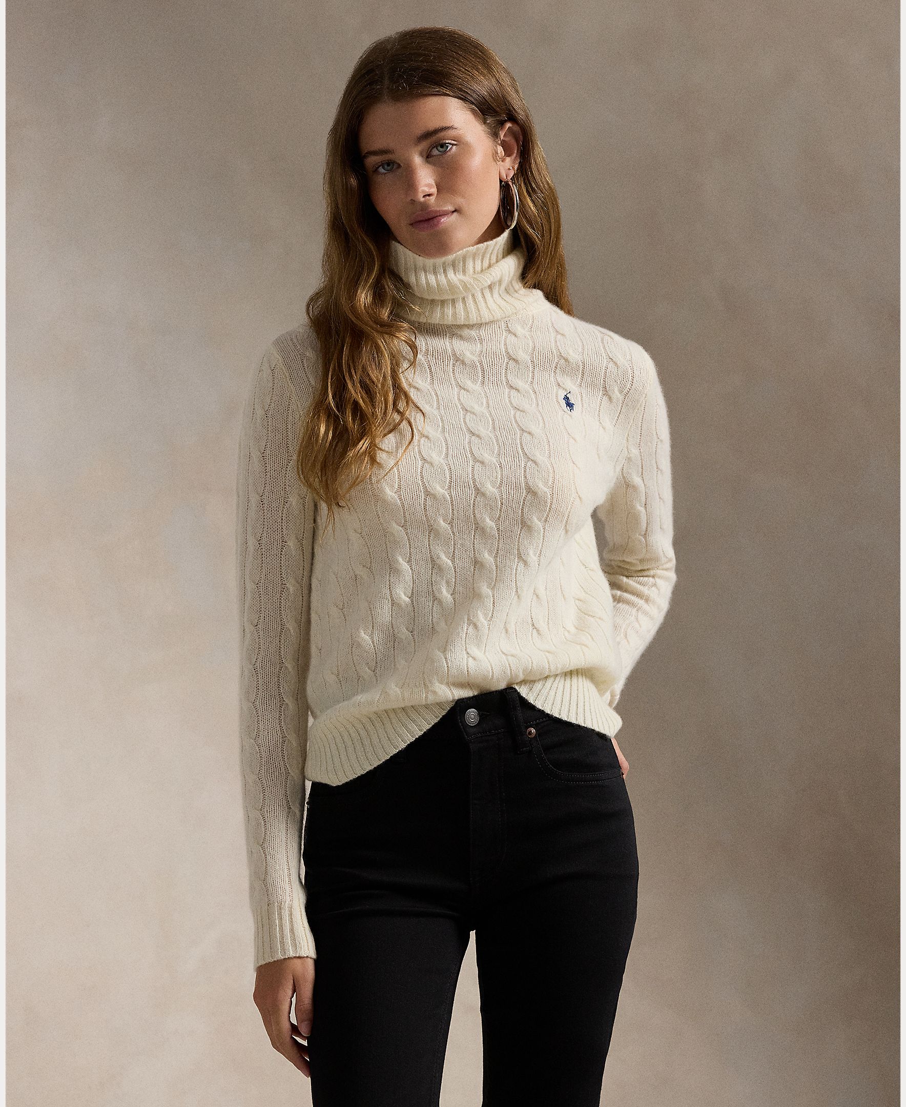 Jersey de mujer de cashmere y lana con cuello vuelto - Polo Ralph Lauren - Crudo Crudo-1
