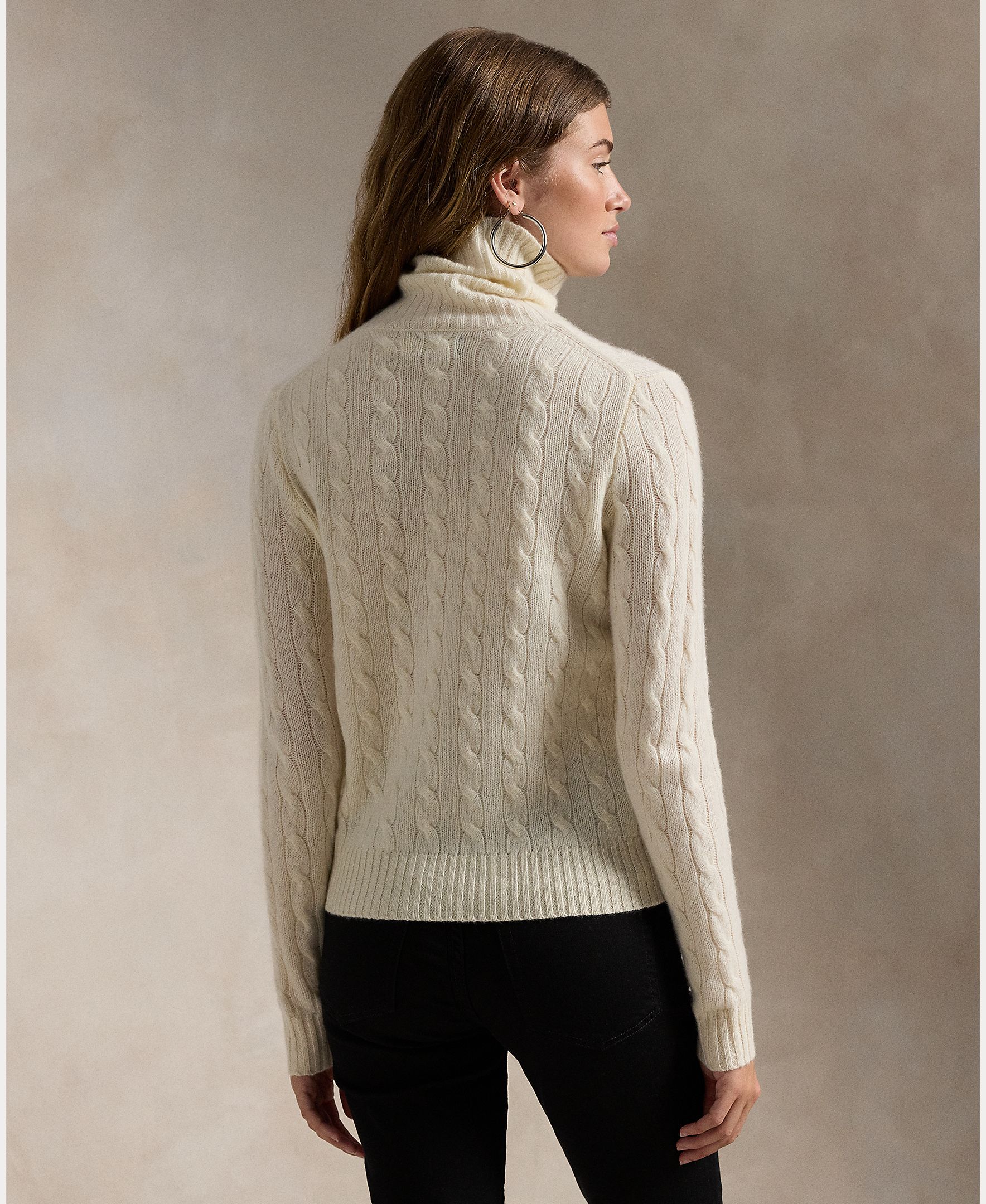 Jersey de mujer de cashmere y lana con cuello vuelto - Polo Ralph Lauren - Crudo Crudo-3