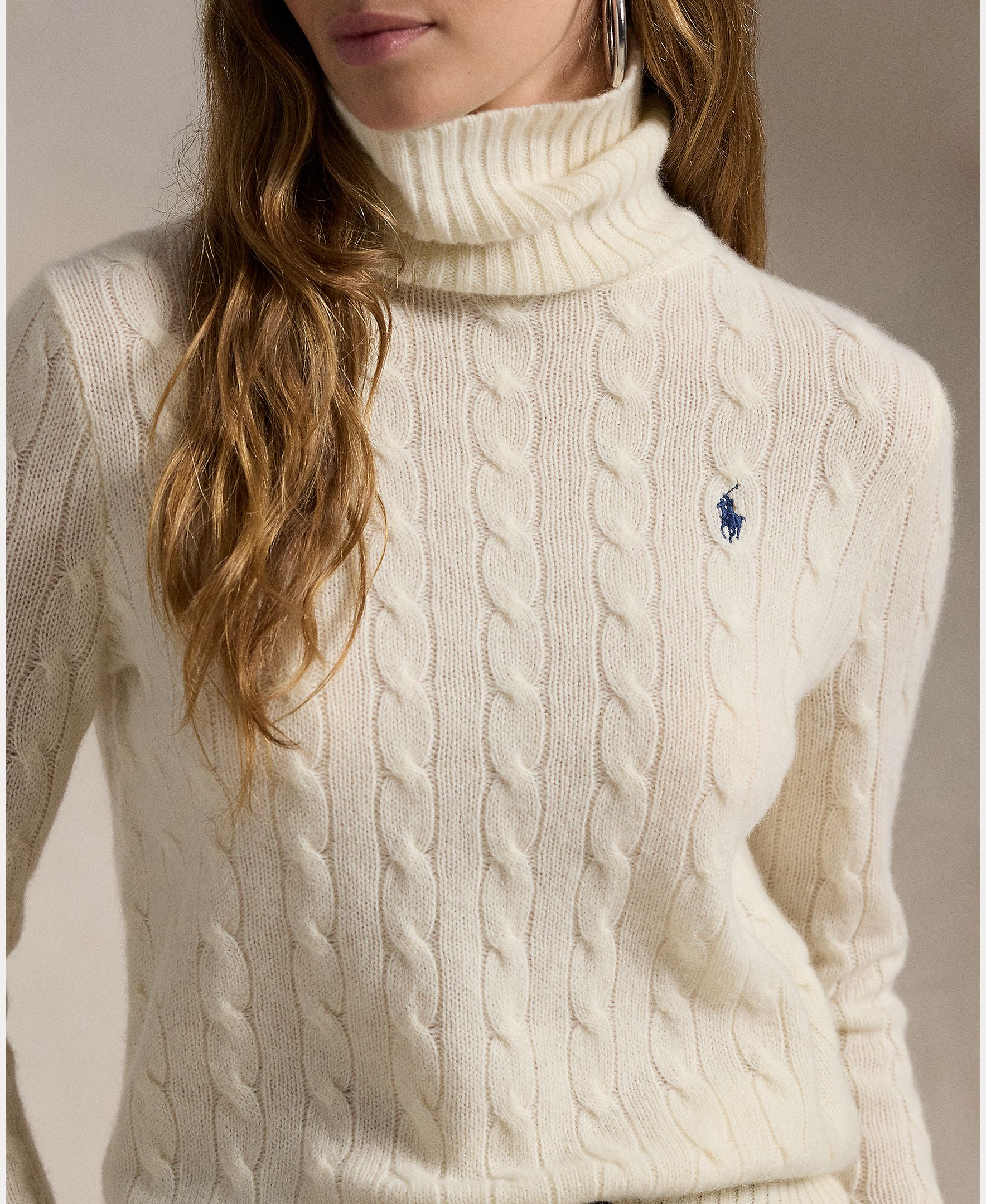 Jersey de mujer de cashmere y lana con cuello vuelto - Polo Ralph Lauren - Crudo Crudo-4