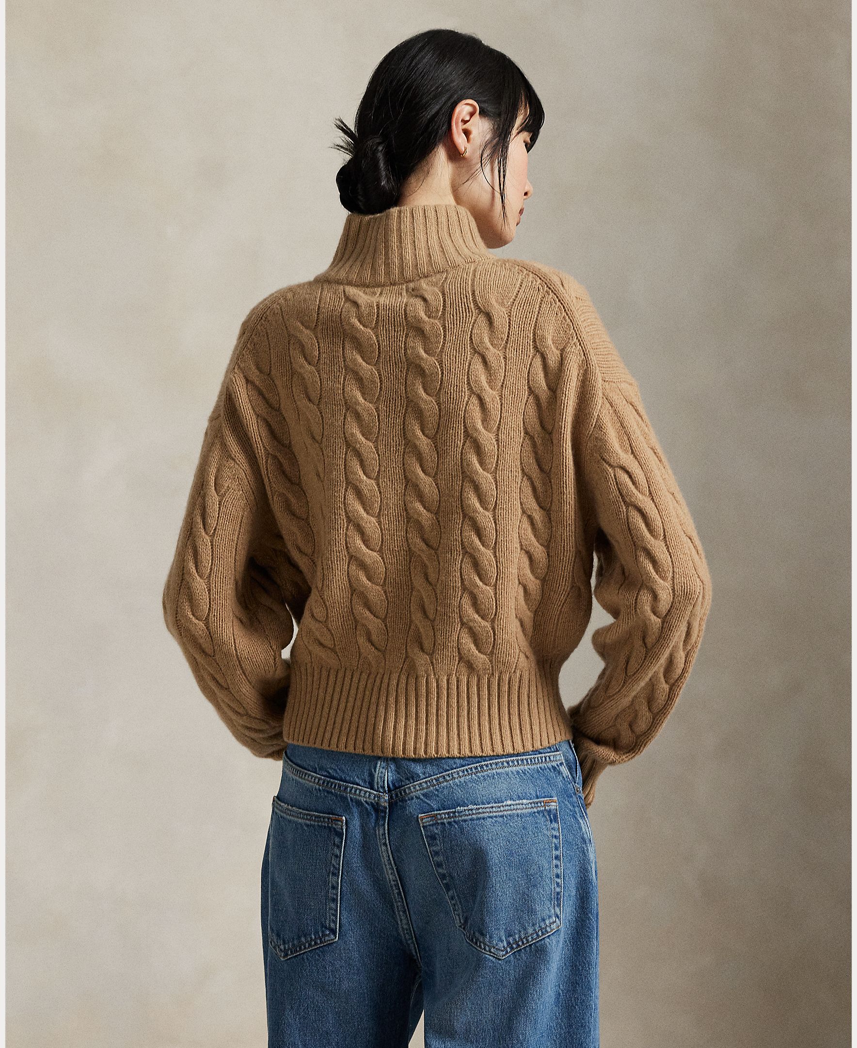Jersey de mujer de lana y cachemira en punto de ochos - Polo Ralph Lauren - Marrón claro Marrón claro-3