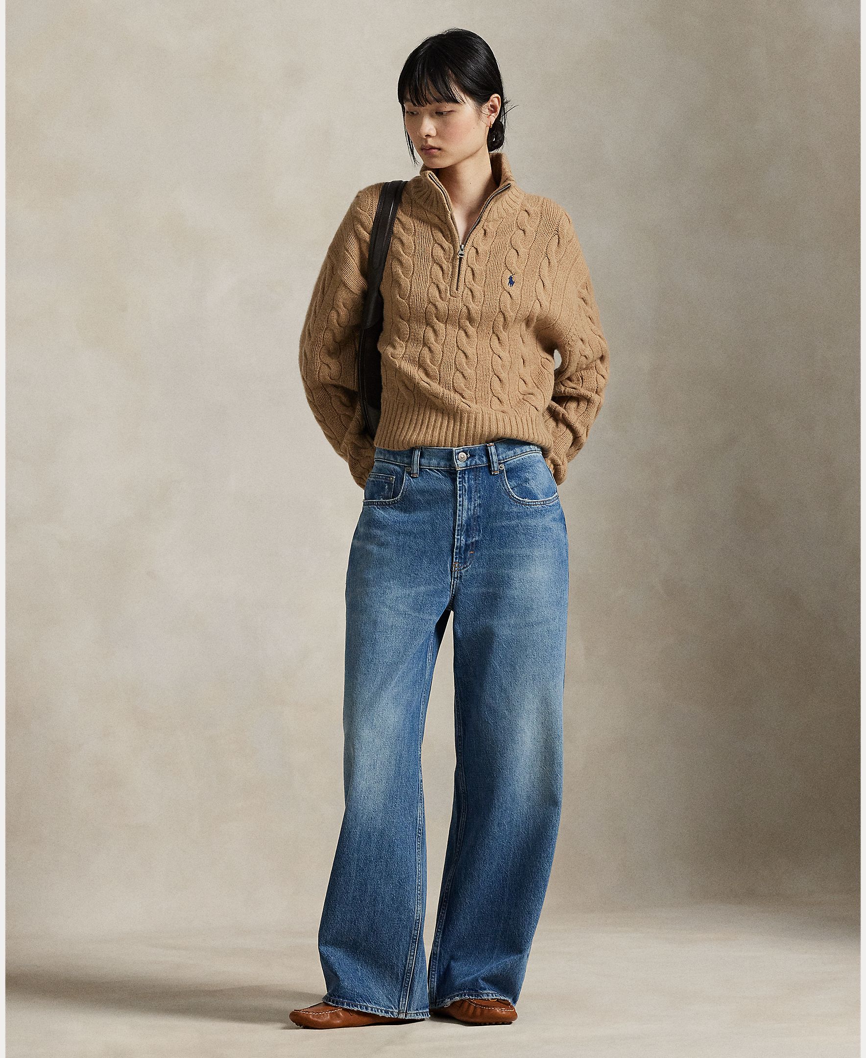 Jersey de mujer de lana y cachemira en punto de ochos - Polo Ralph Lauren - Marrón claro Marrón claro-7