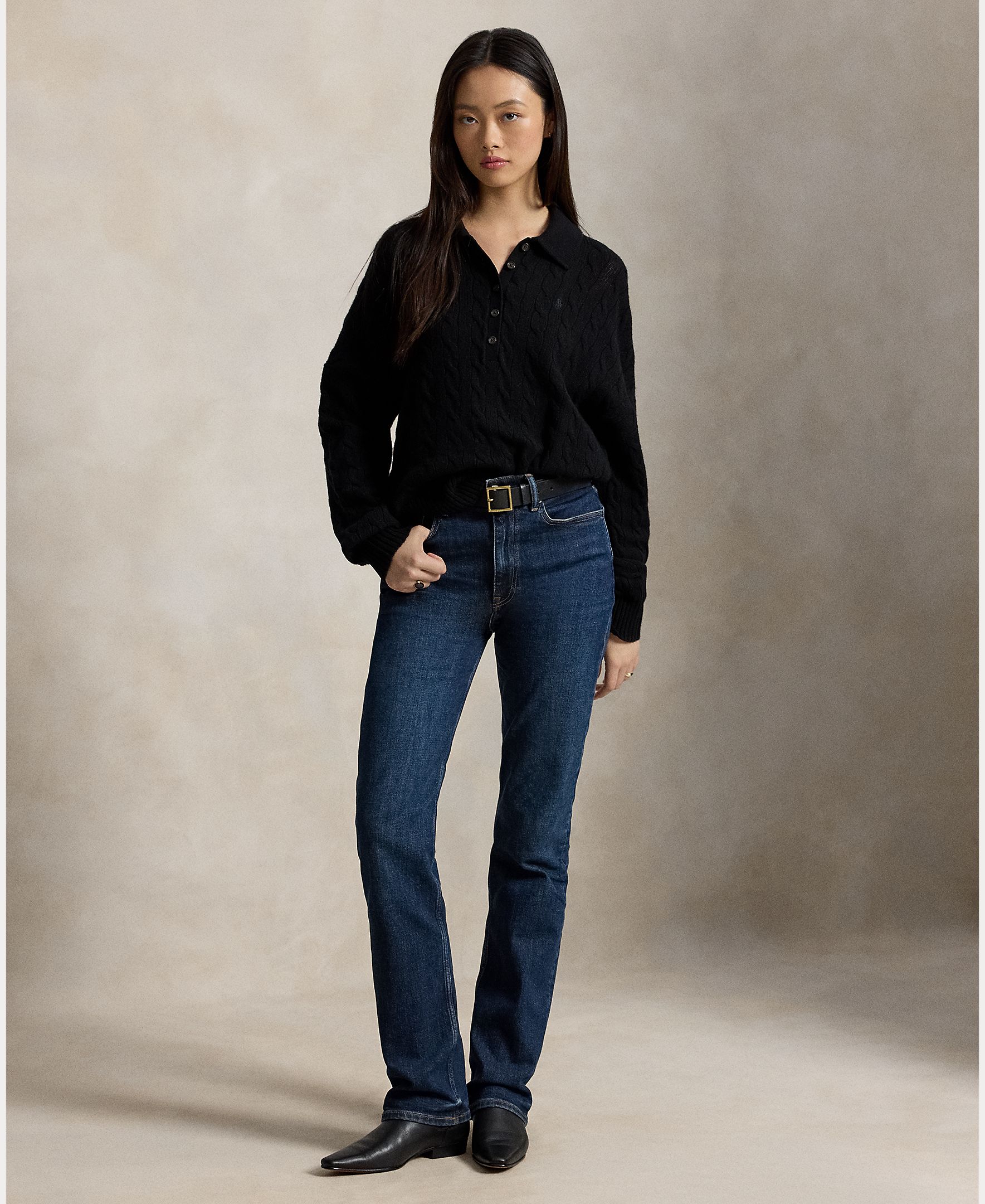Jersey de mujer Henley en punto de ochos - Polo Ralph Lauren - Negro Negro-6