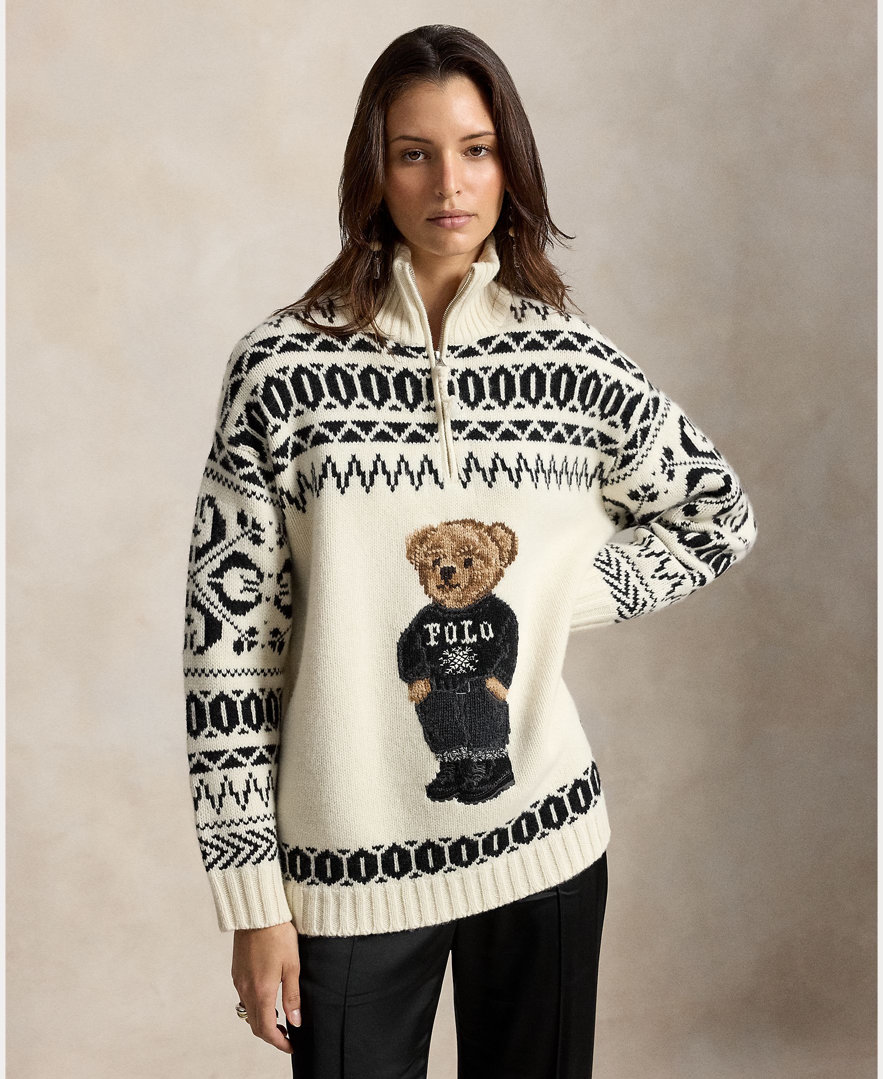 Jersey de mujer de cashmere y lana con Polo Bear - Polo Ralph Lauren - Crudo Crudo-1