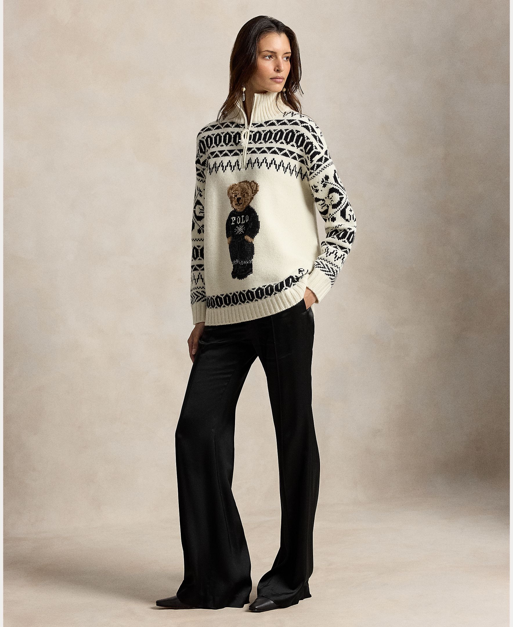 Jersey de mujer de cashmere y lana con Polo Bear - Polo Ralph Lauren - Crudo Crudo-6