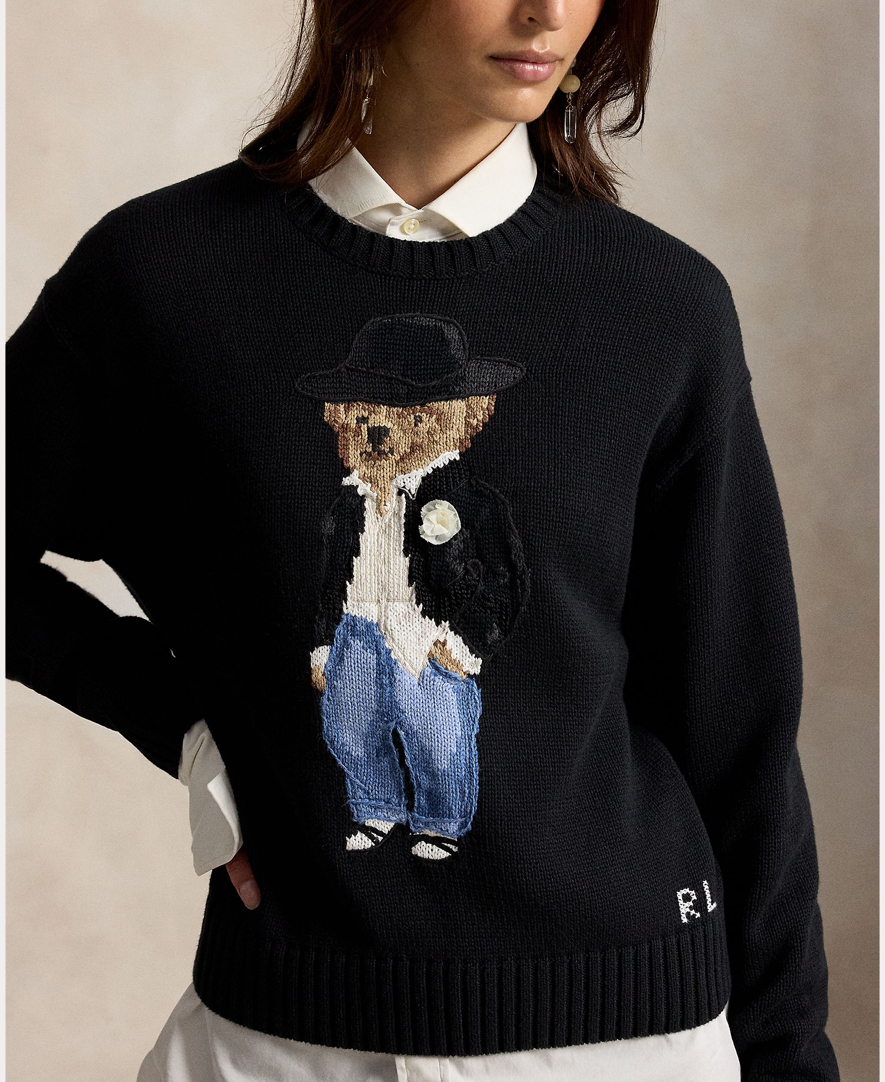 Jersey de mujer de algodón con Polo Bear - Polo Ralph Lauren - Negro Negro-4