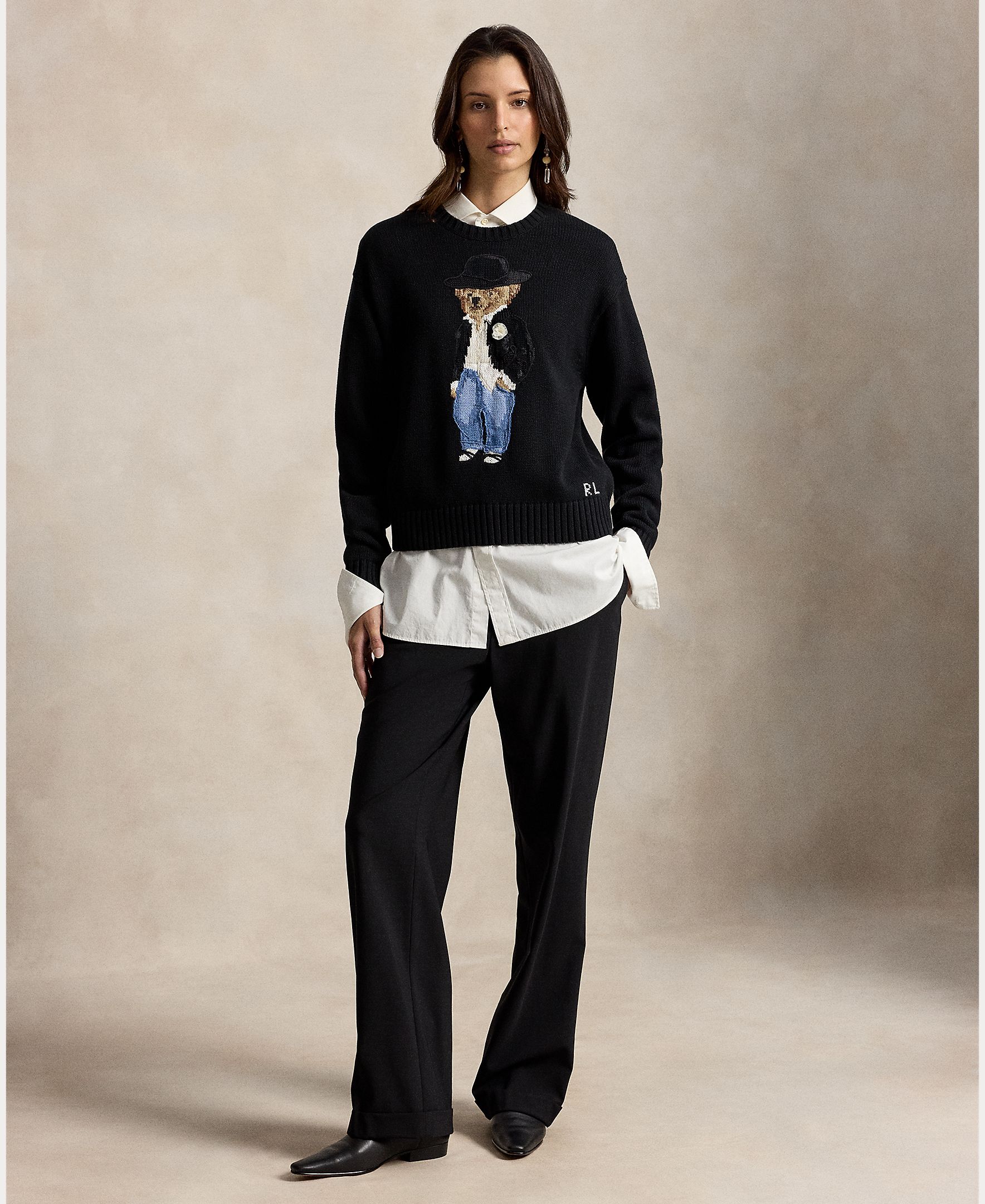 Jersey de mujer de algodón con Polo Bear - Polo Ralph Lauren - Negro Negro-6