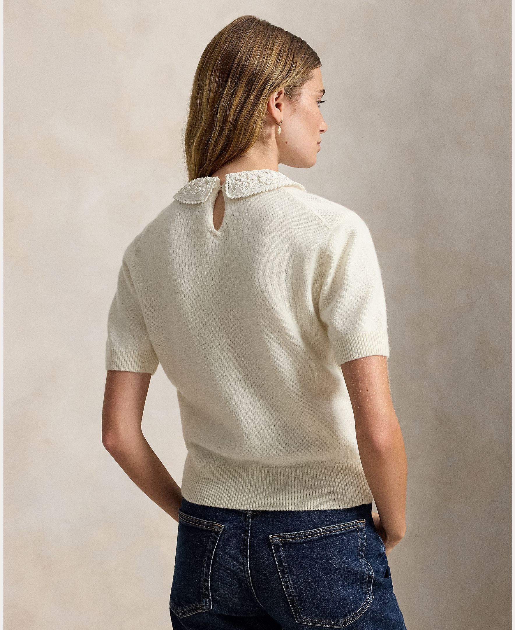 Jersey de mujer de lana de manga corta - Polo Ralph Lauren - Blanco Blanco-3