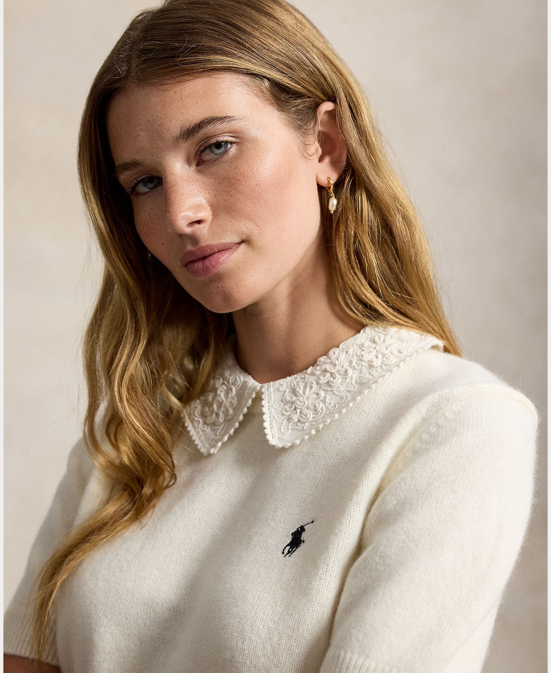 Jersey de mujer de lana de manga corta - Polo Ralph Lauren - Blanco Blanco-4