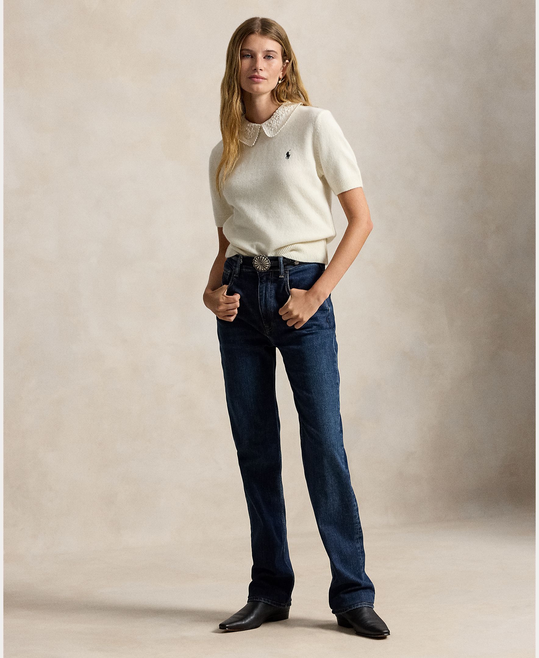 Jersey de mujer de lana de manga corta - Polo Ralph Lauren - Blanco Blanco-6