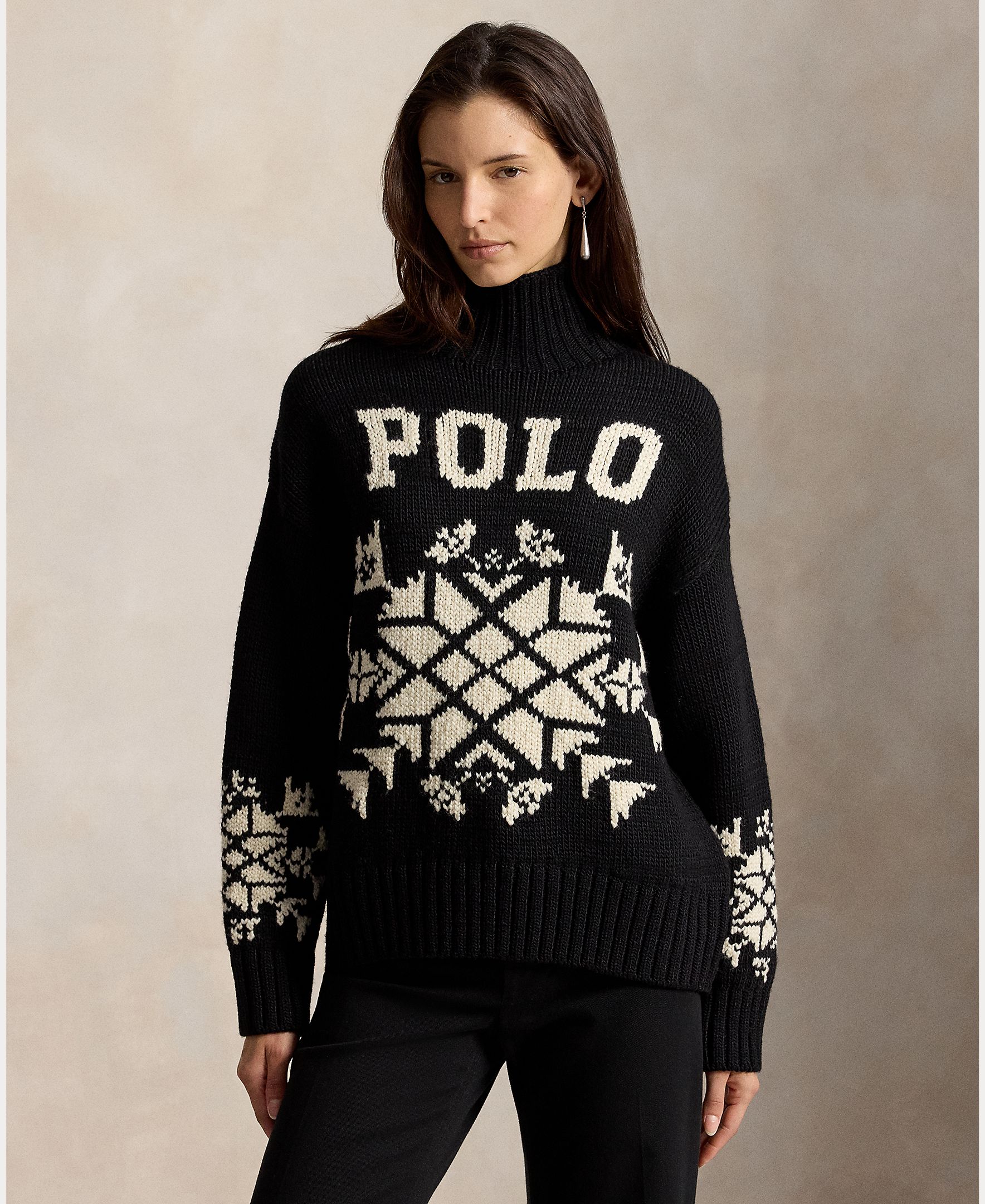 Jersey de mujer de lana con cuello alto - Polo Ralph Lauren - Negro Negro-1