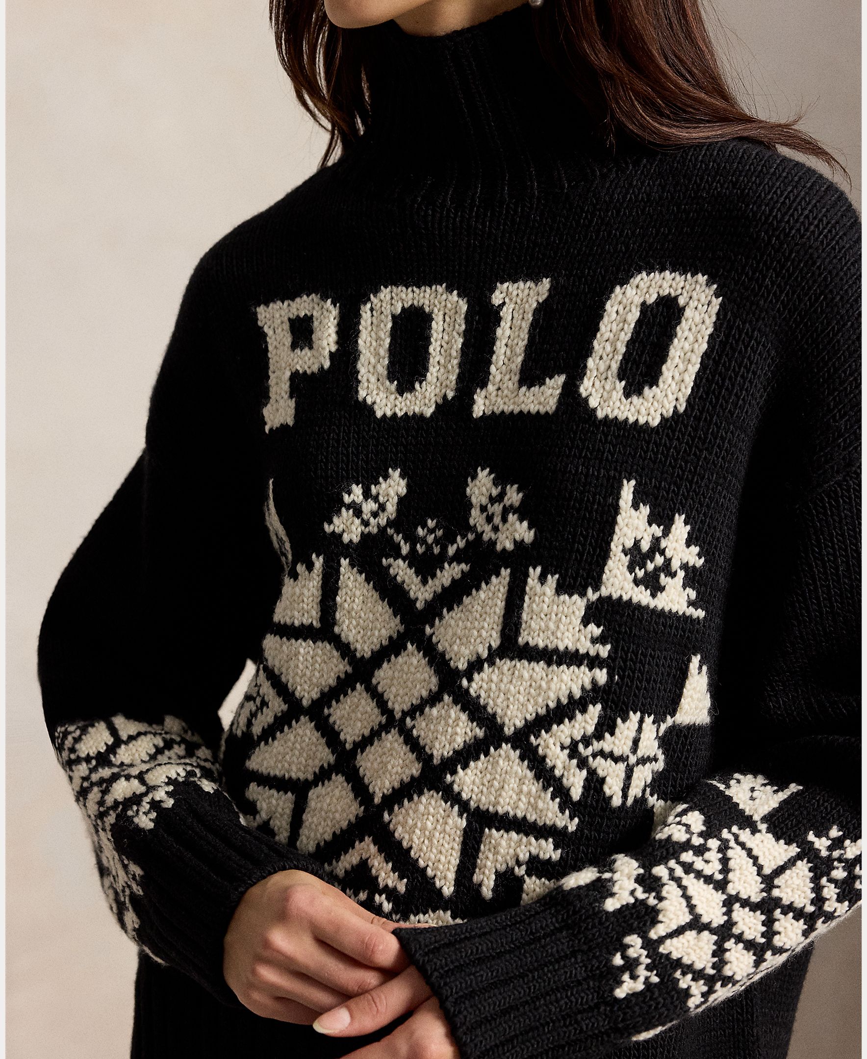 Jersey de mujer de lana con cuello alto - Polo Ralph Lauren - Negro Negro-4