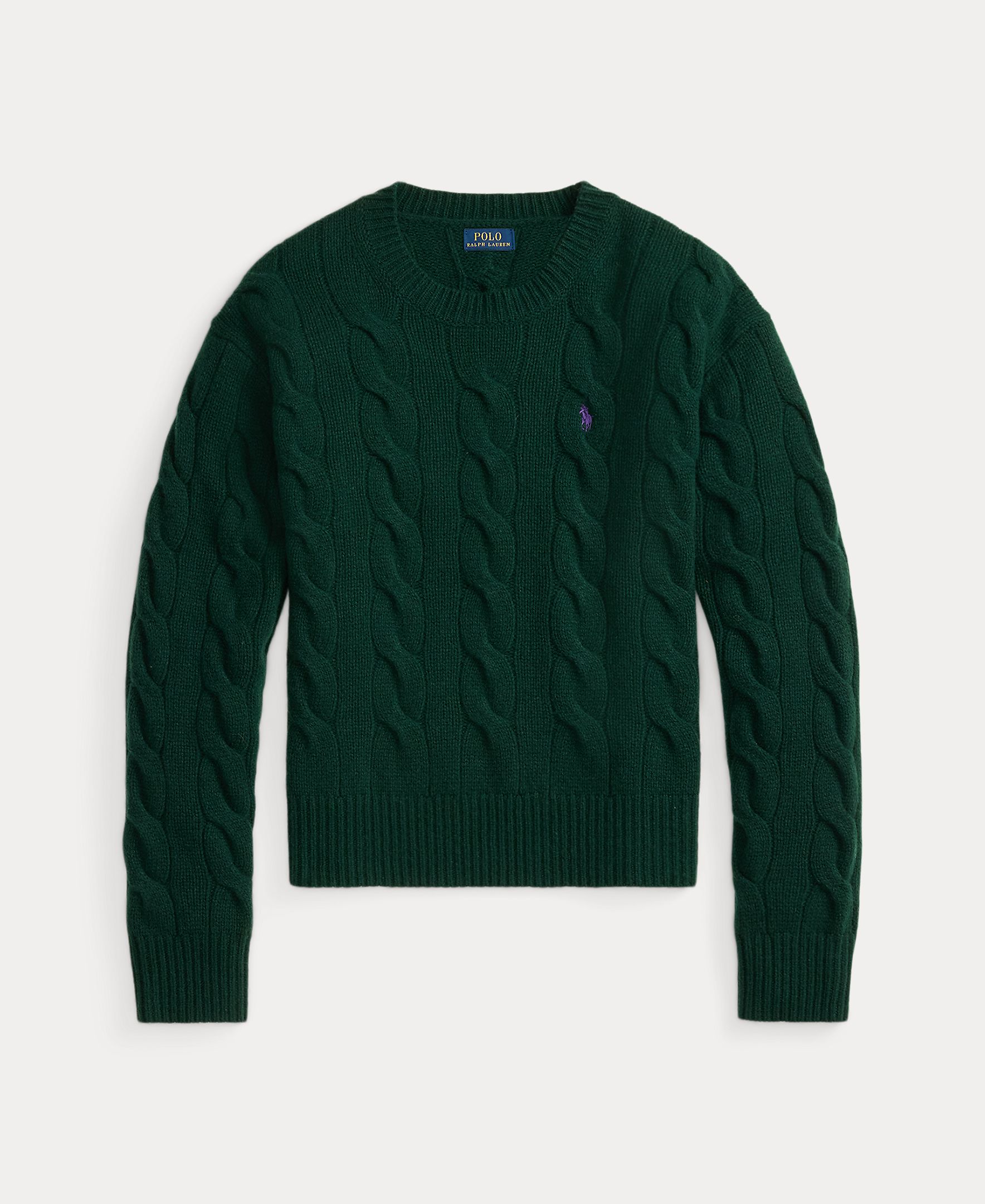 Jersey de mujer de lana y cashmere en punto de ochos - Polo Ralph Lauren - Verde oscuro Verde oscuro-5