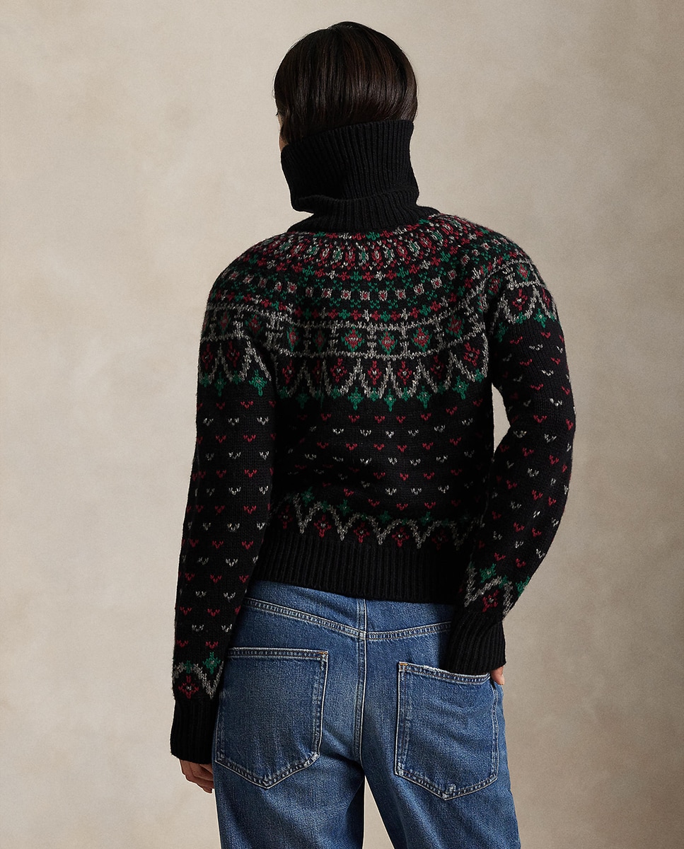 Cardigan de Lã com Estampado Preto-3