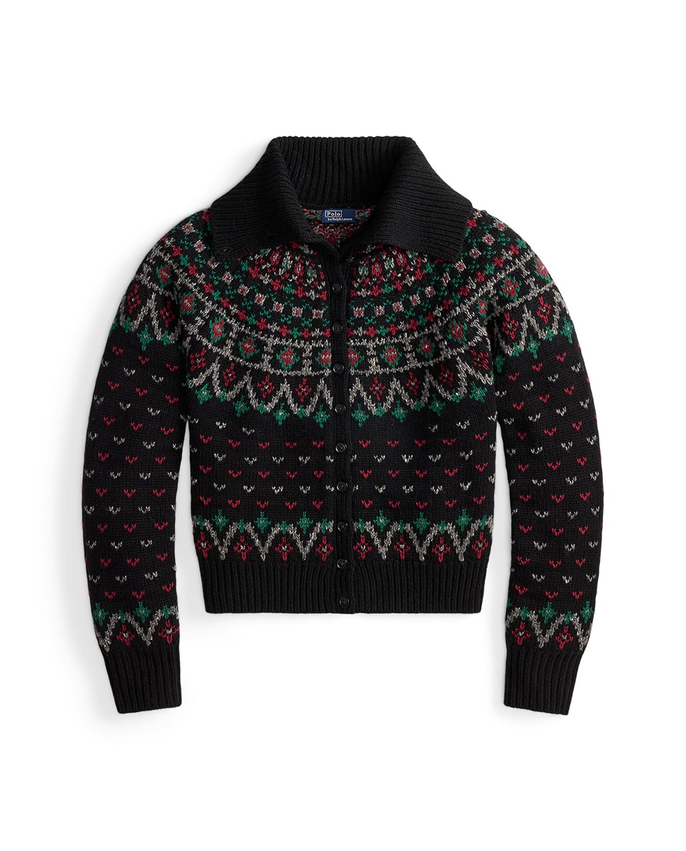 Cardigan de Lã com Estampado Preto-6