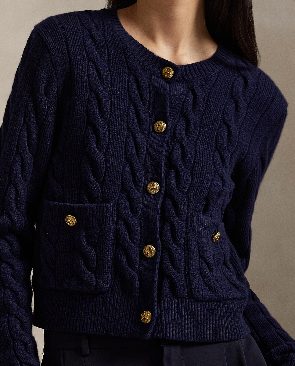 Cardigan de Lã e Caxemira Azul-marinho-4