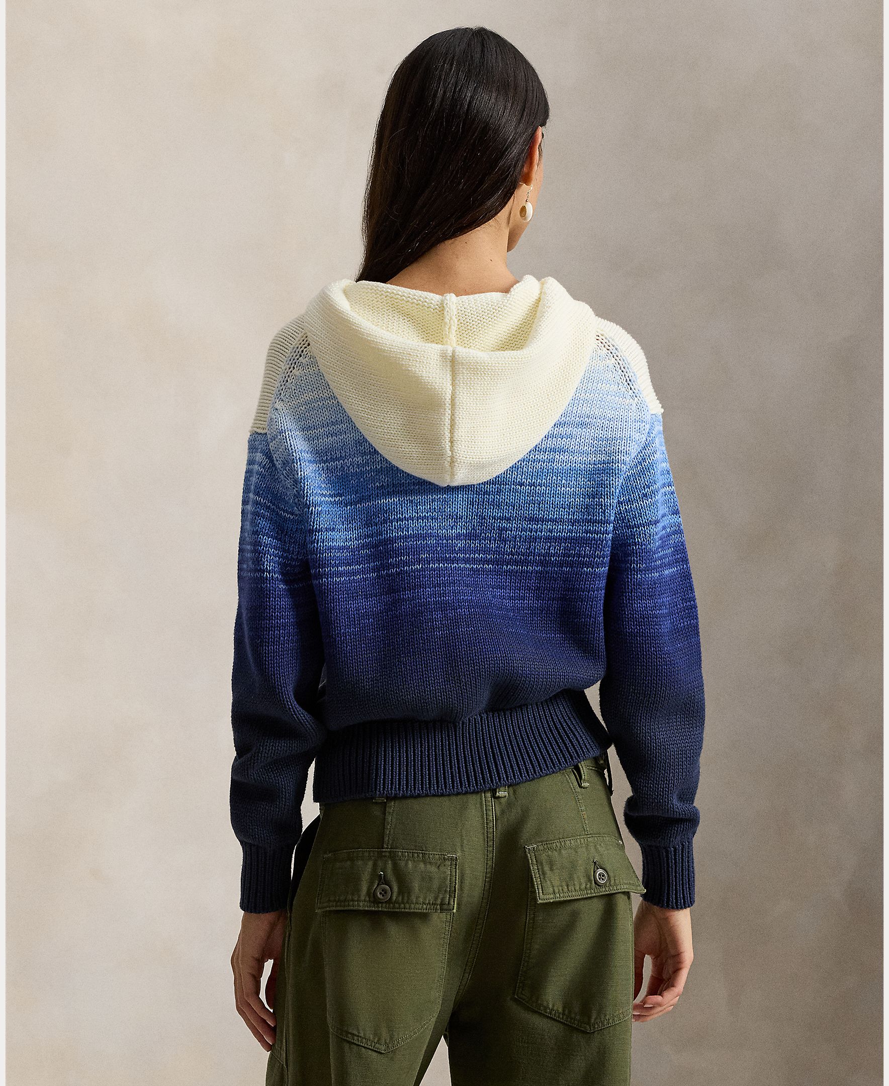 Cardigan com Fecho de Correr em Degradé com Bandeira Azul-2