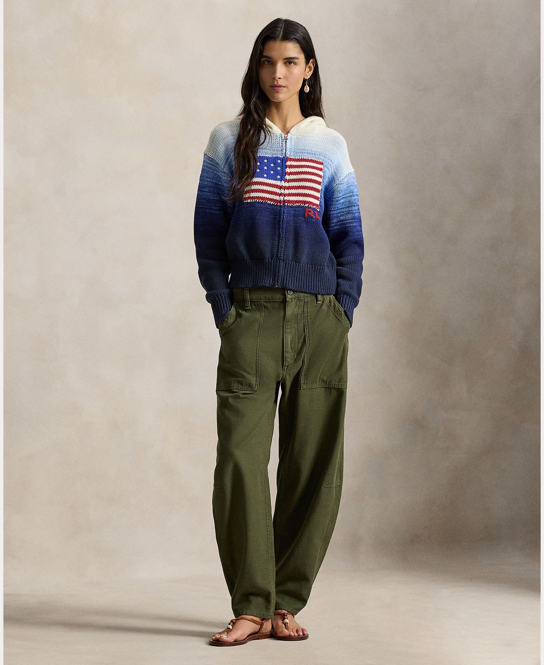 Cardigan com Fecho de Correr em Degradé com Bandeira Azul-5