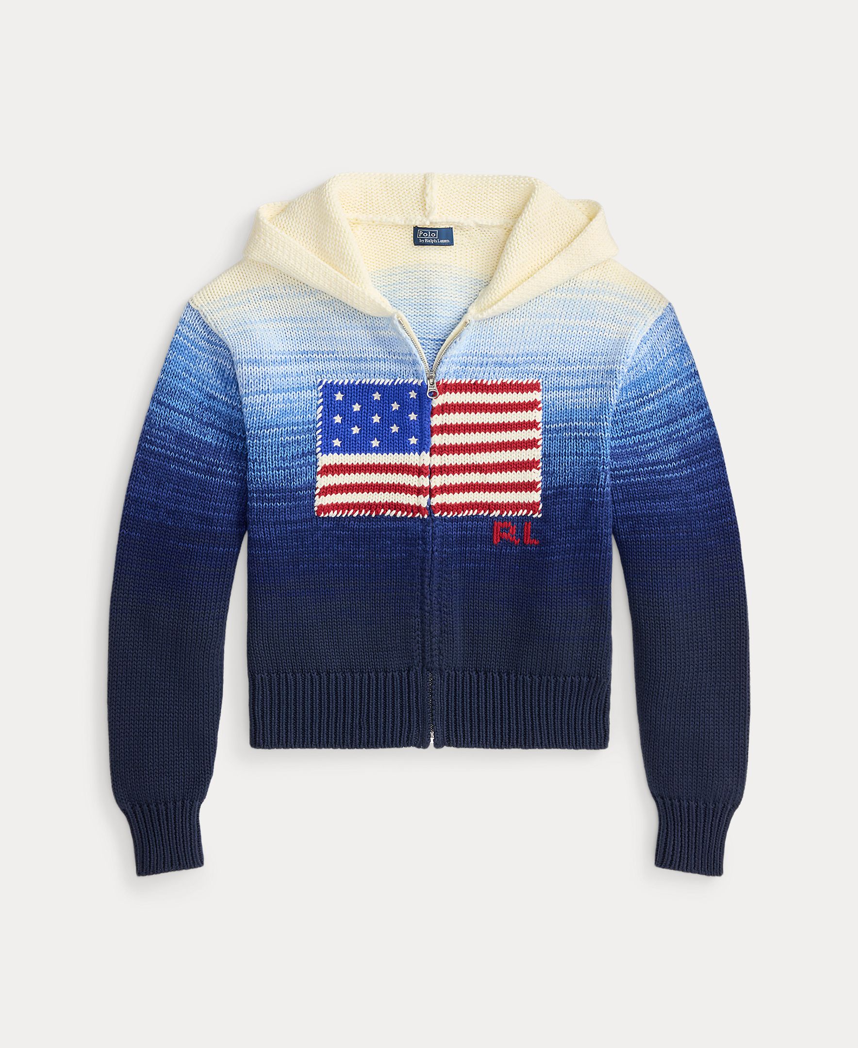 Cardigan com Fecho de Correr em Degradé com Bandeira Azul-4