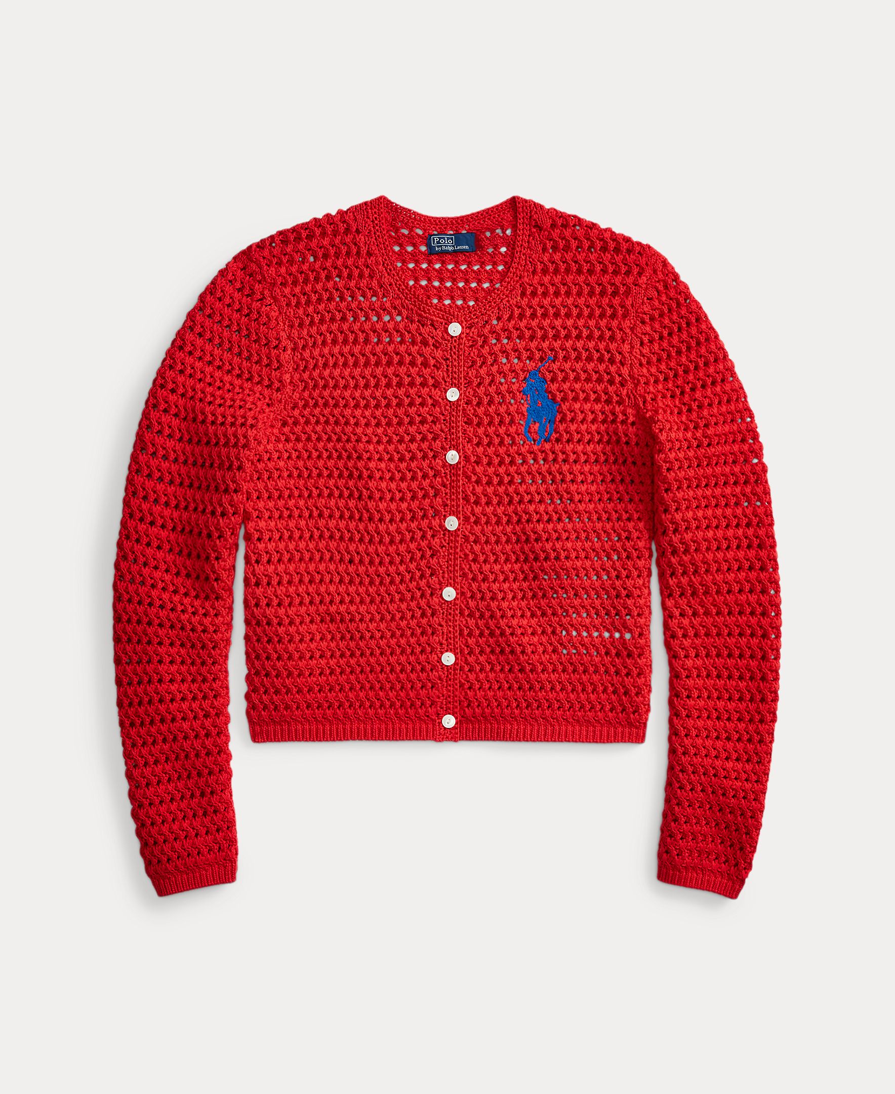 Cardigan de Malha de Algodão Vermelho-5