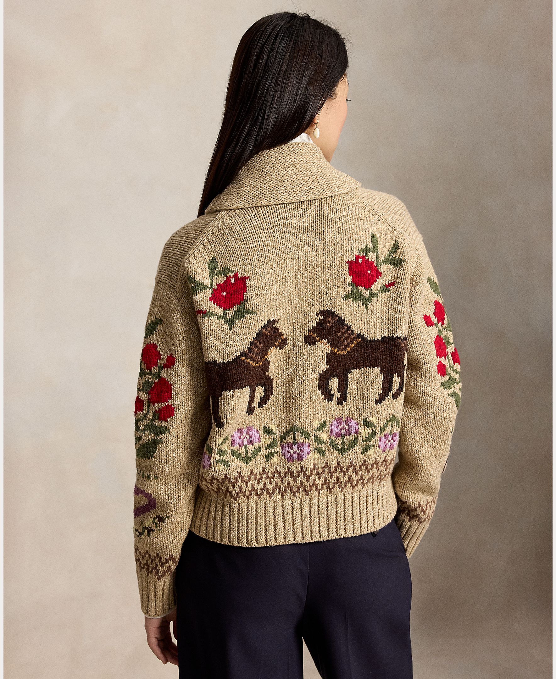 Cardigan de Algodão com Fecho de Correr Bege-2