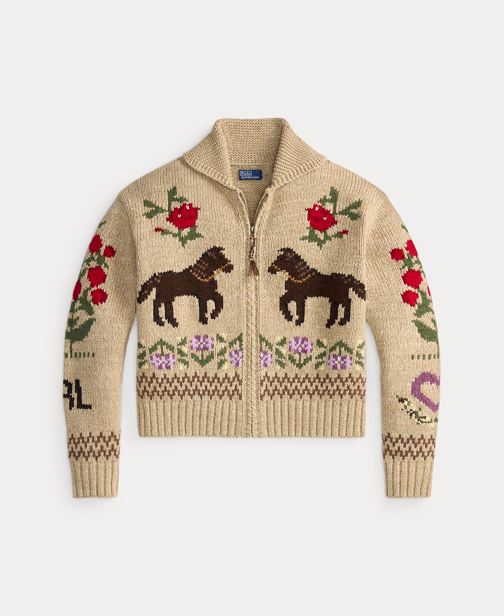 Cardigan de Algodão com Fecho de Correr Bege-5
