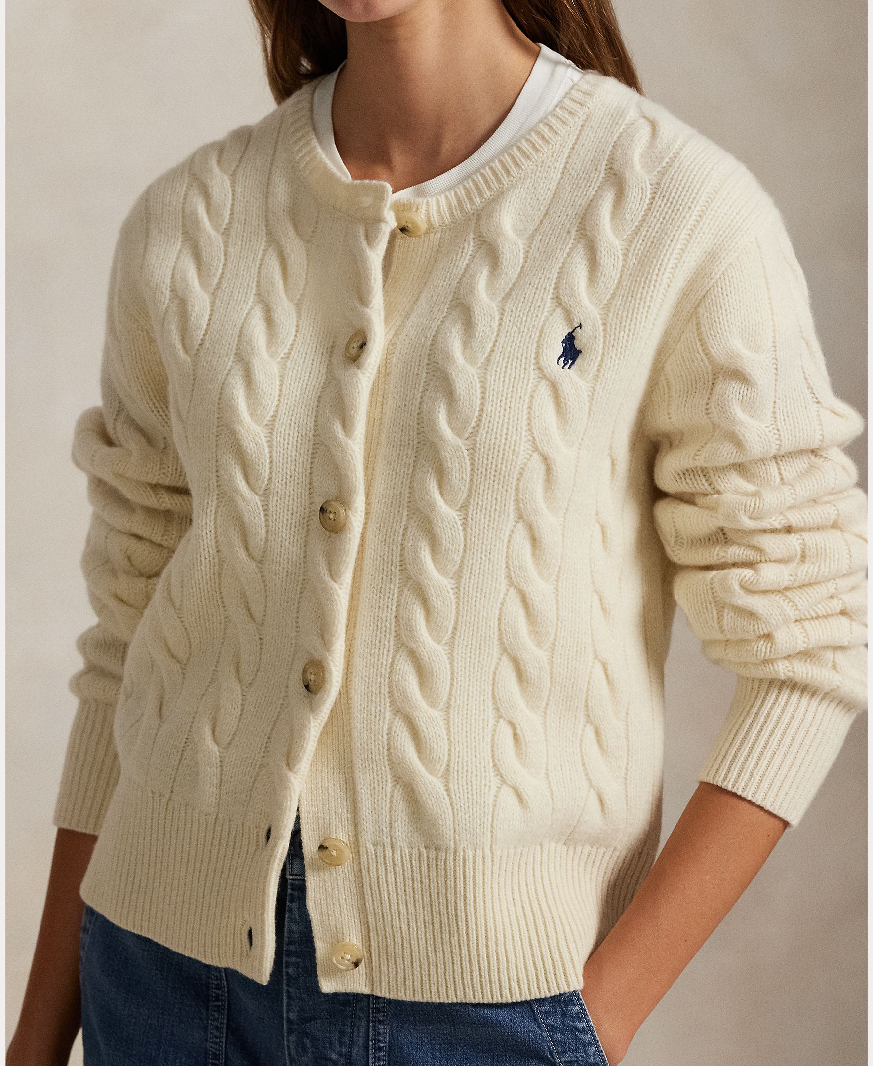 Cardigan de Lã e Caxemira Branco-4