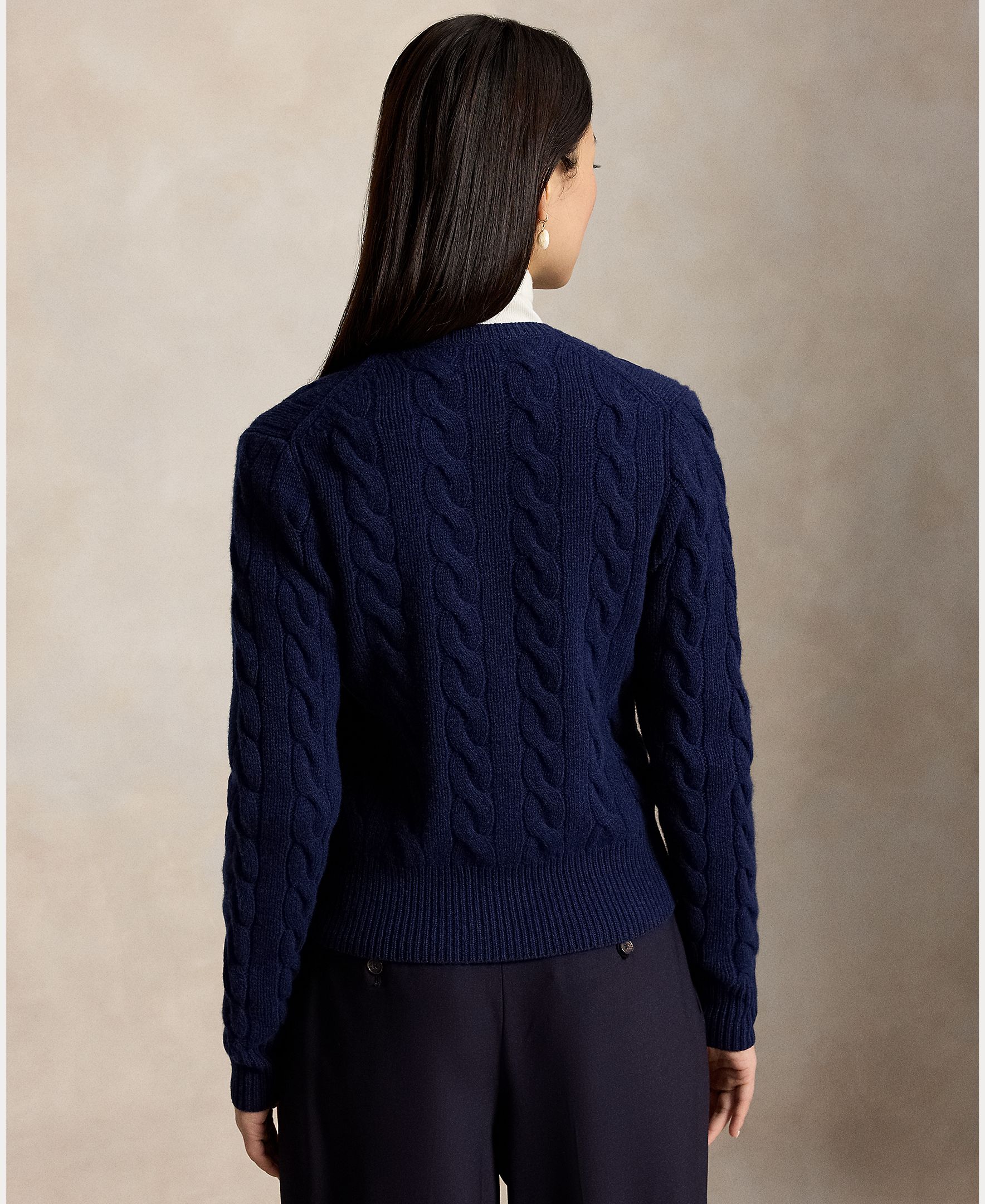Cárdigan de mujer de lana y cashmere en punto de ochos - Polo Ralph Lauren - Azul marino Azul marino-3