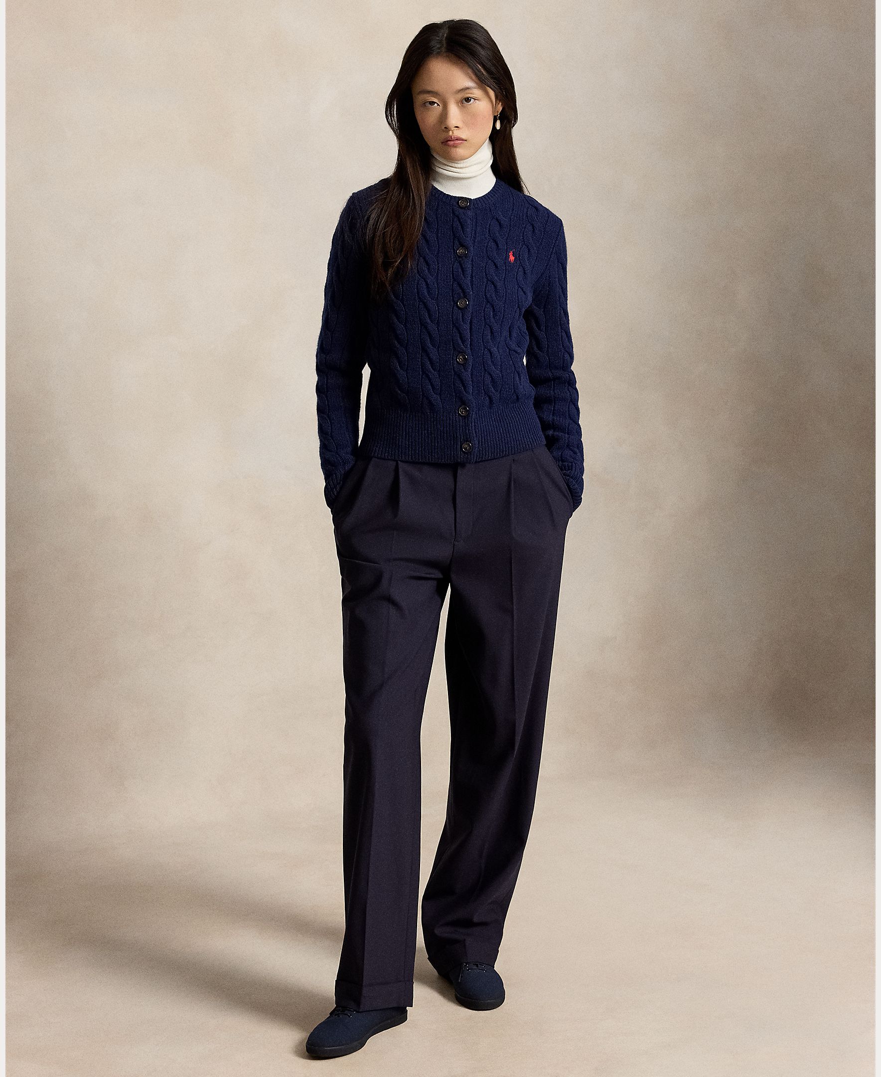 Cárdigan de mujer de lana y cashmere en punto de ochos - Polo Ralph Lauren - Azul marino Azul marino-6