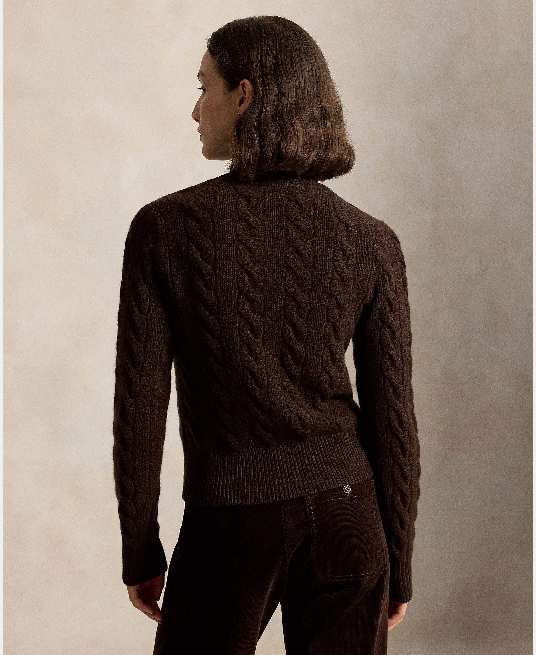 Cárdigan de mujer de lana y cashmere en punto de ochos - Polo Ralph Lauren - Marrón oscuro Marrón oscuro-3