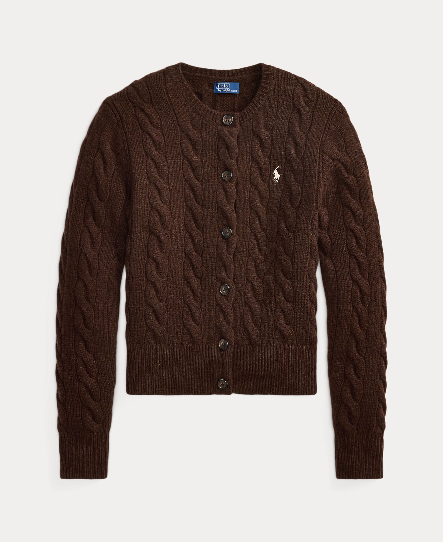 Cárdigan de mujer de lana y cashmere en punto de ochos - Polo Ralph Lauren - Marrón oscuro Marrón oscuro-5