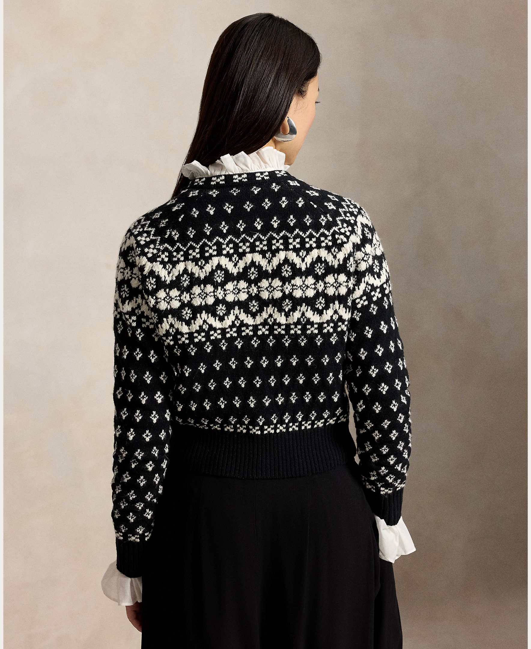 Cárdigan de mujer de lana y algodón con diseño Fair Isle - Polo Ralph Lauren - Negro Negro-3