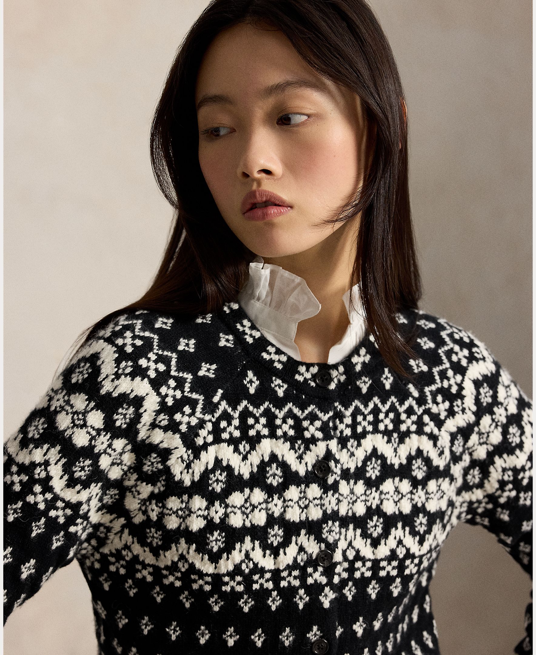 Cárdigan de mujer de lana y algodón con diseño Fair Isle - Polo Ralph Lauren - Negro Negro-5