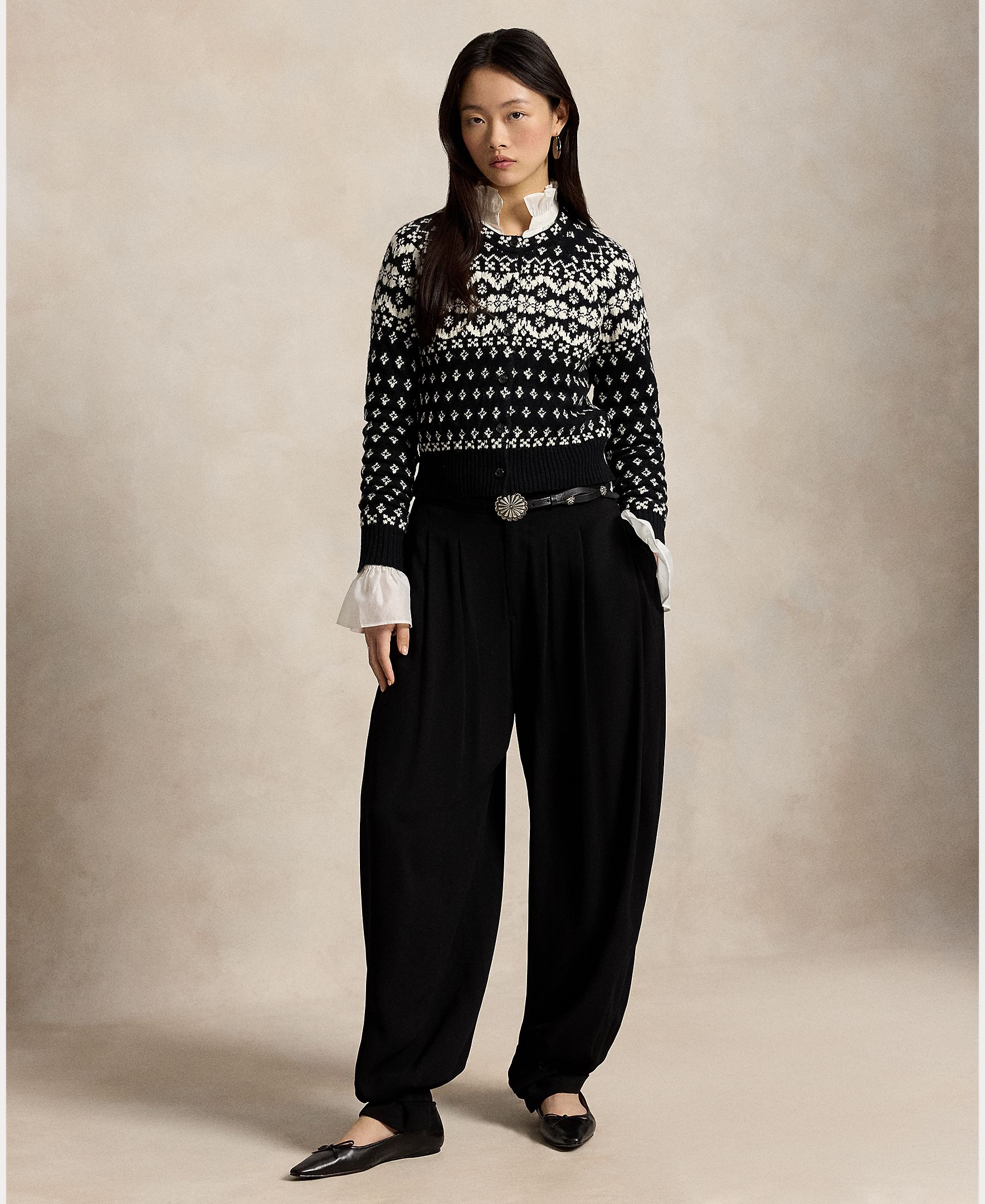 Cárdigan de mujer de lana y algodón con diseño Fair Isle - Polo Ralph Lauren - Negro Negro-7