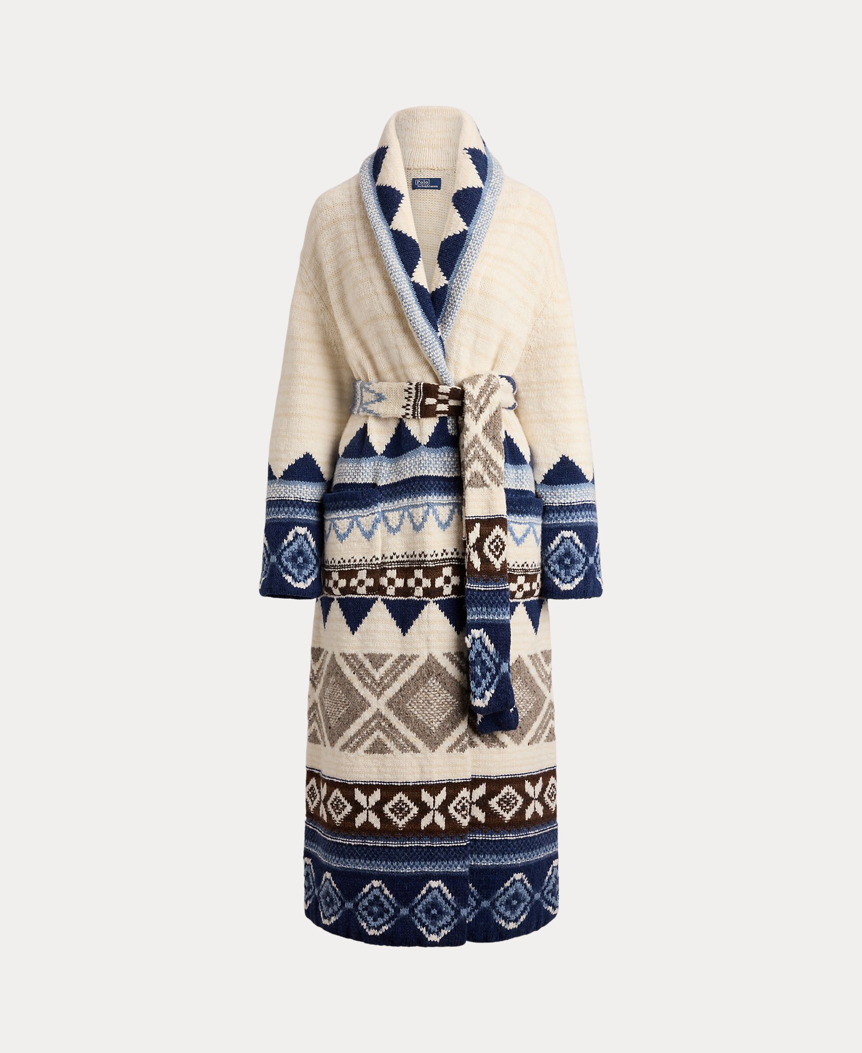 Cardigan de Lã com Gola Tipo Xaile Cru-7